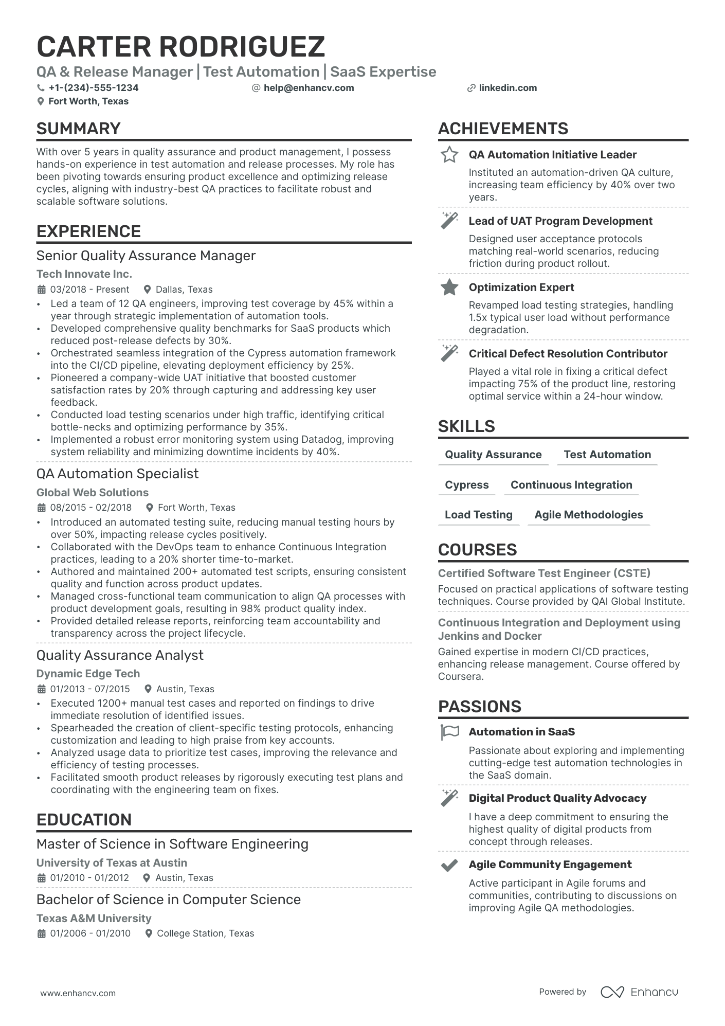Release Manager resume example