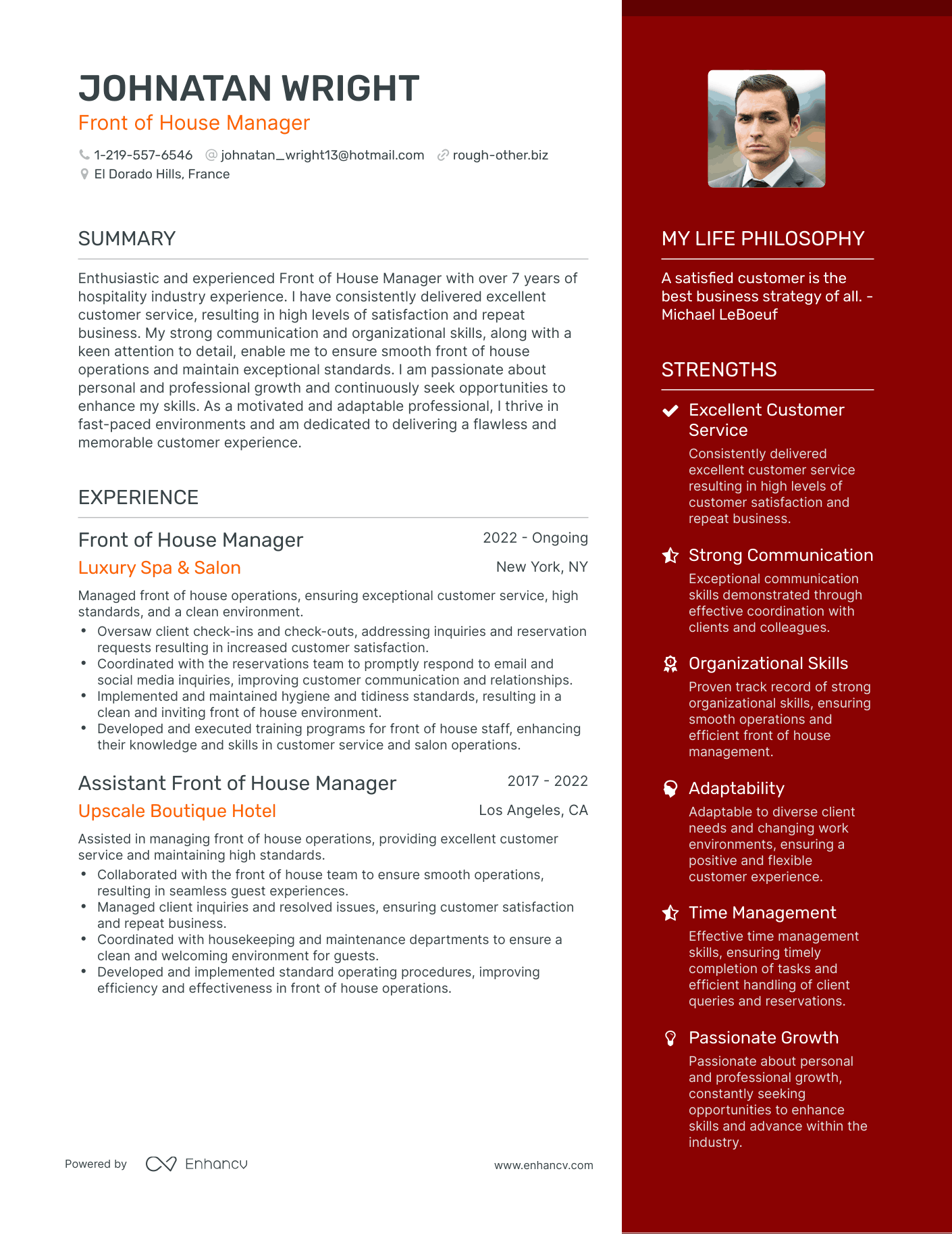 3 Successful Front Of House Manager Resume Examples And Writing Tips 