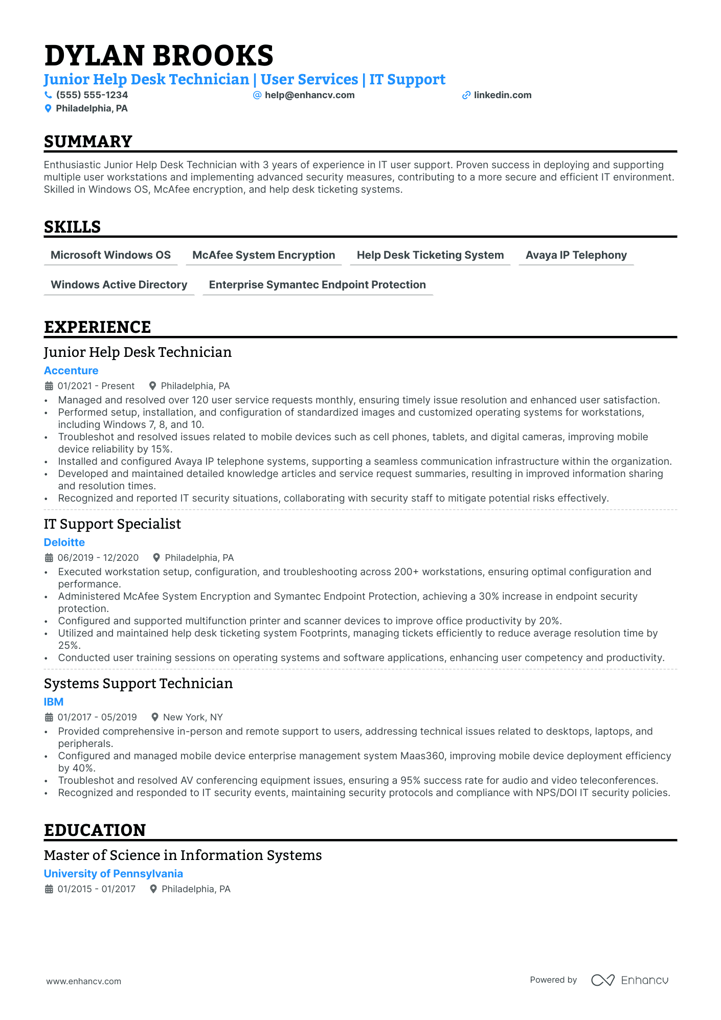 Junior Service Desk Technician Resume Example Resume Example