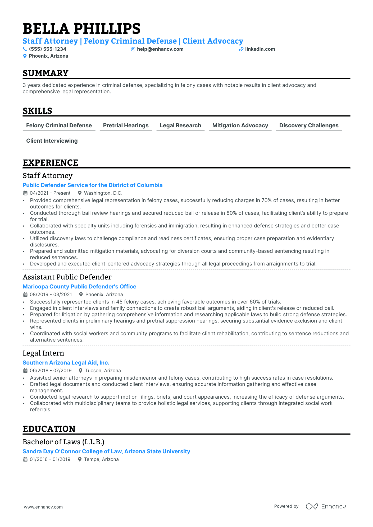 Criminal Defense Attorney resume example