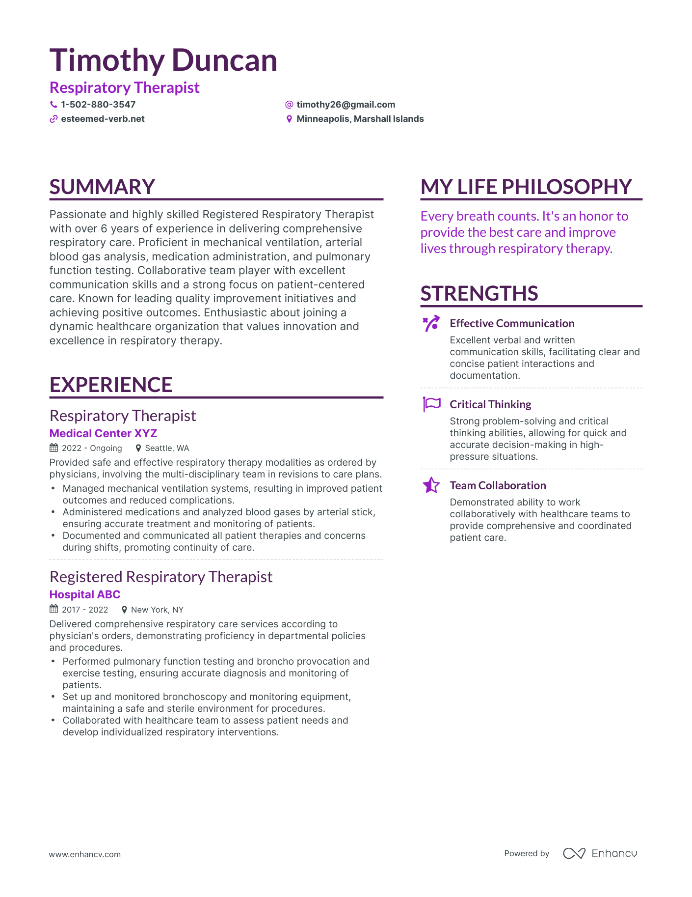 3 Respiratory Therapist Resume Examples & How-To Guide for 2024
