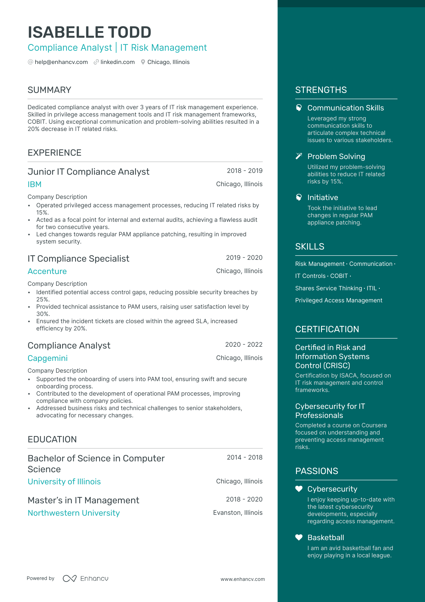 Compliance Analyst resume example