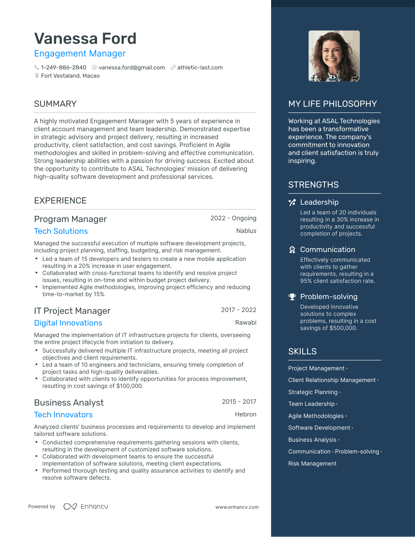 Engagement Manager resume example