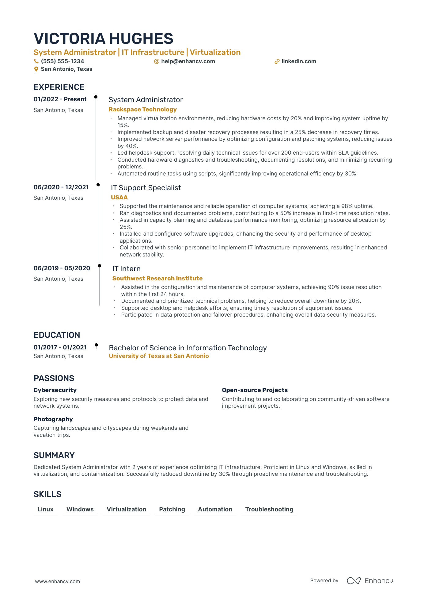 Linux System Administrator Resume Example Resume Example