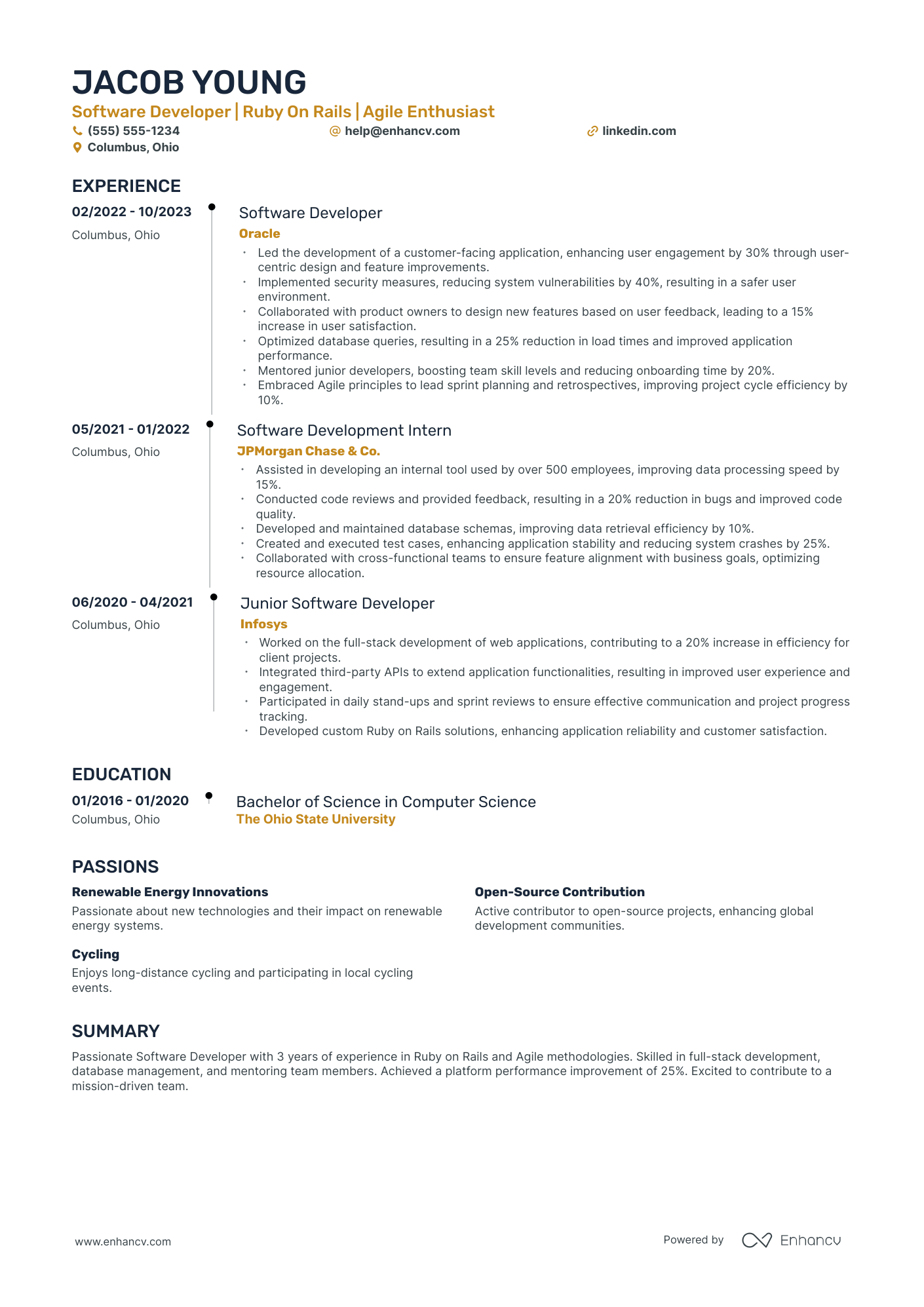 Lead Ruby on Rails Developer resume example