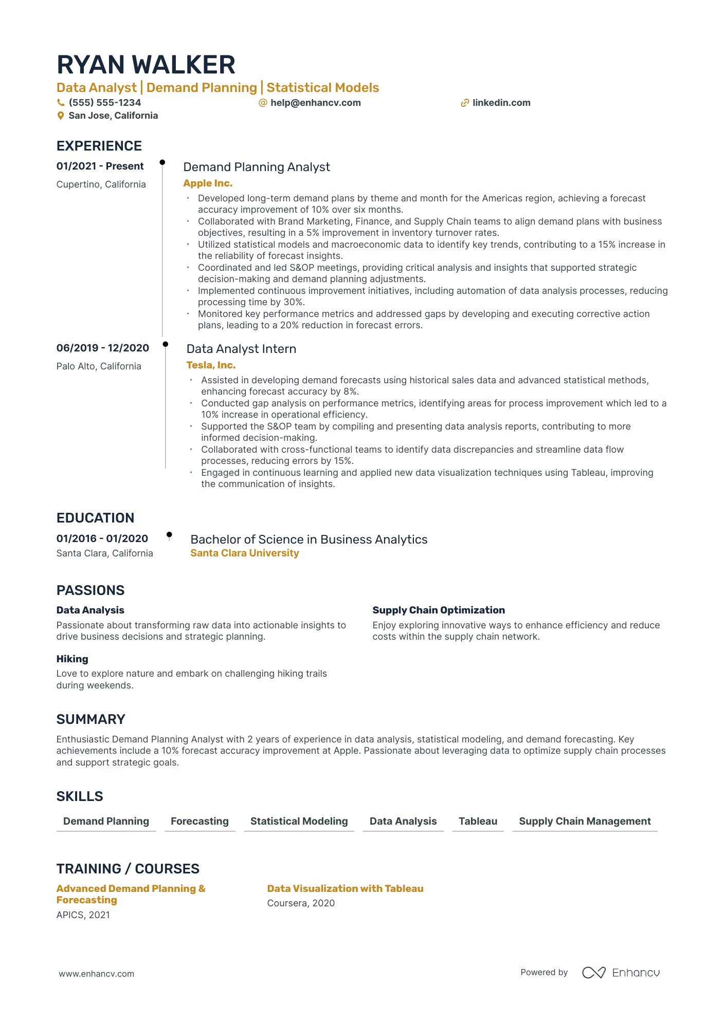 Demand Planning Manager resume example