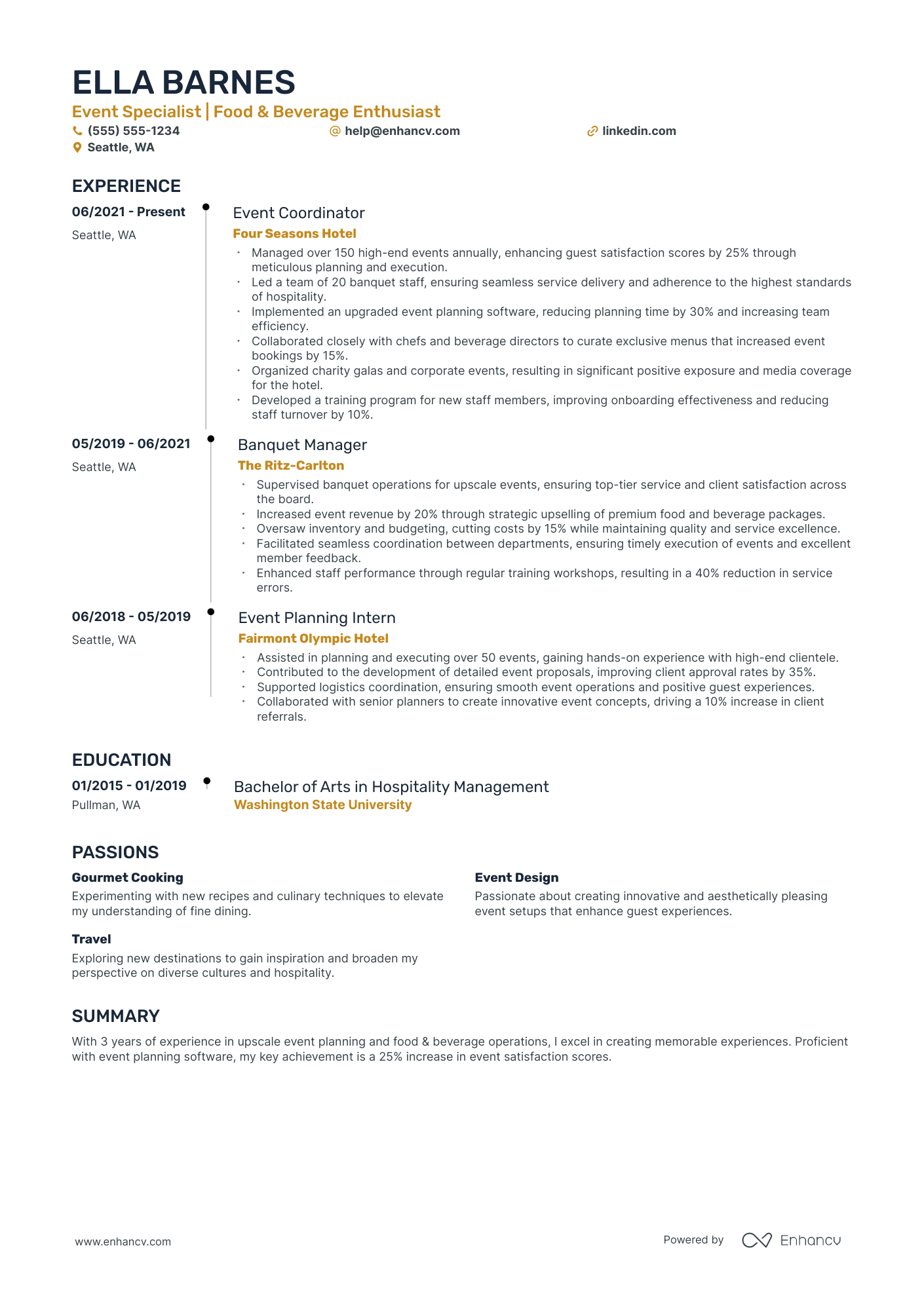 Event Planner Manager resume example