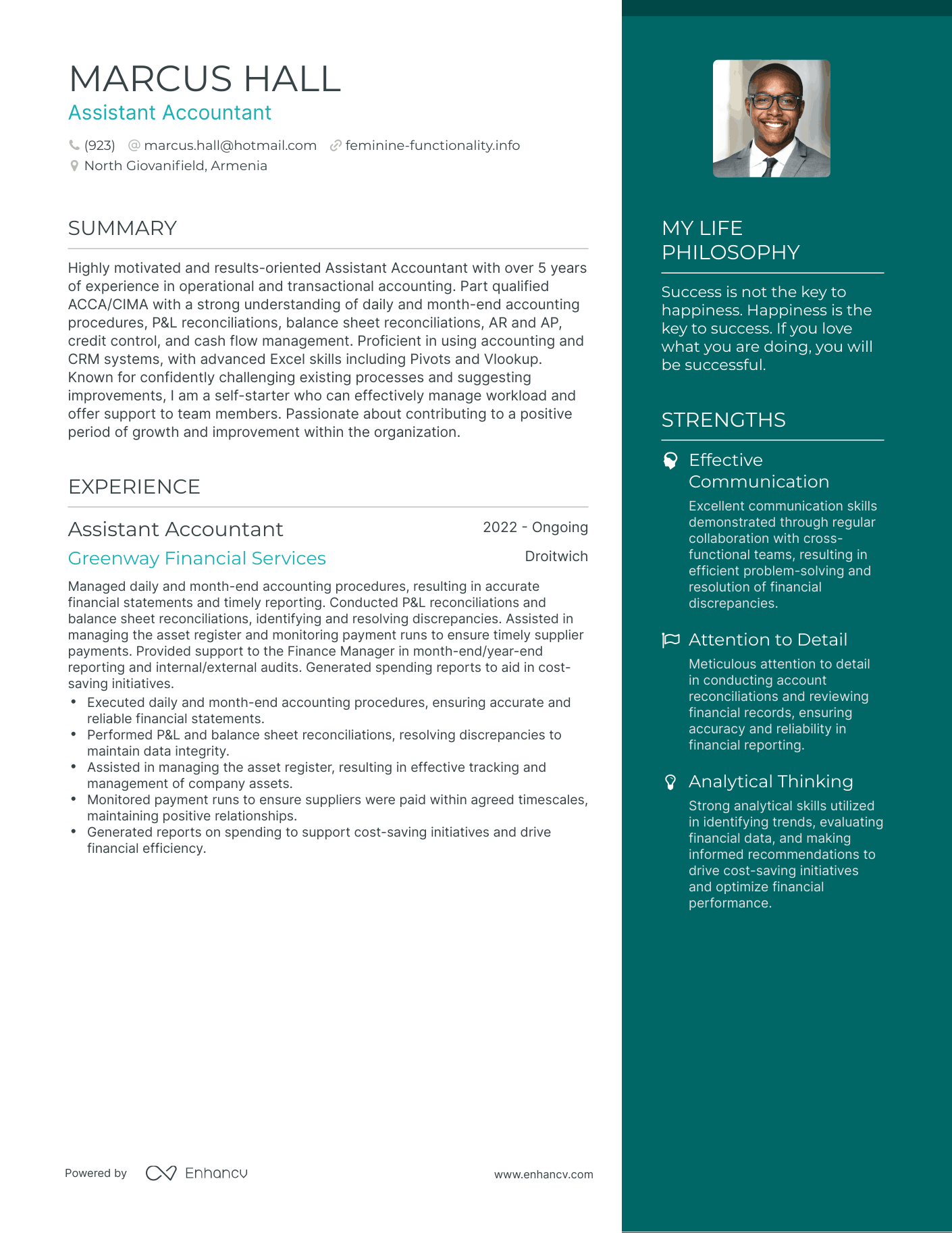 Assistant Accountant resume example