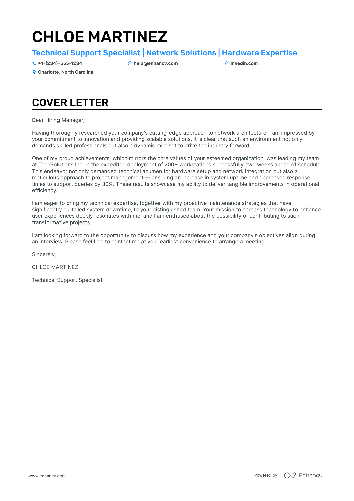 Computer Technician cover letter