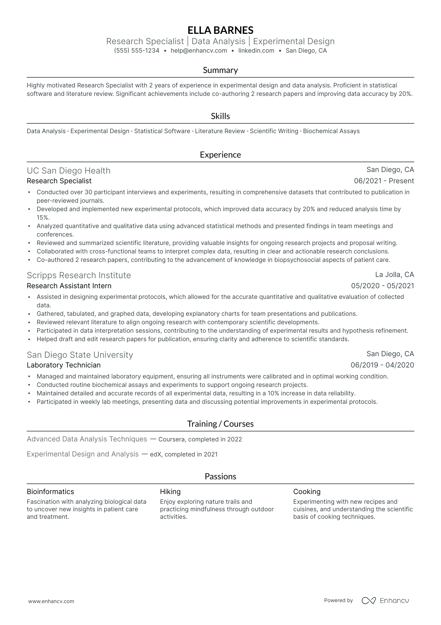 Qualitative Research Assistant resume example