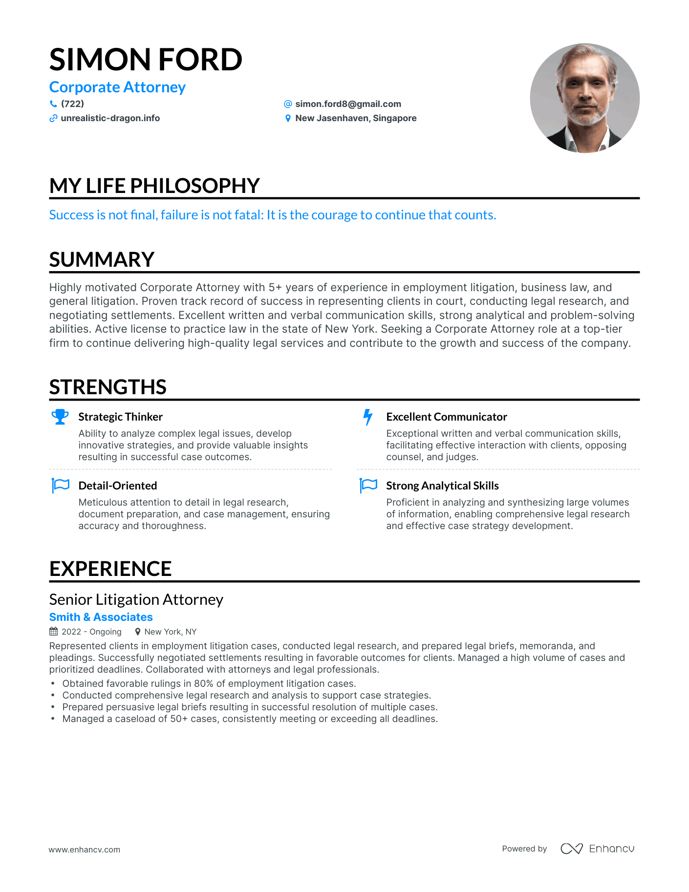 Creative Corporate Attorney Resume Example