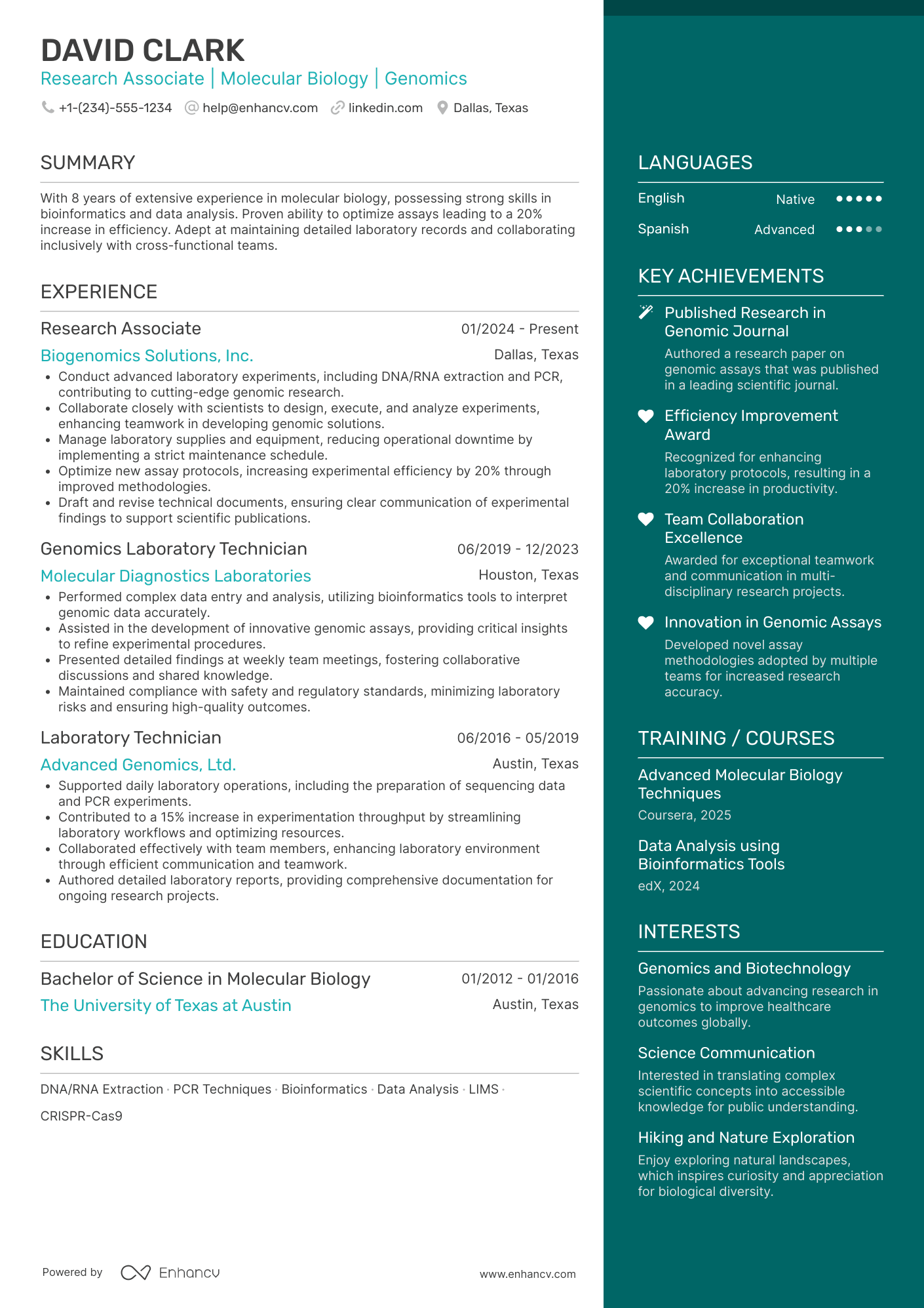 Research Associate resume example