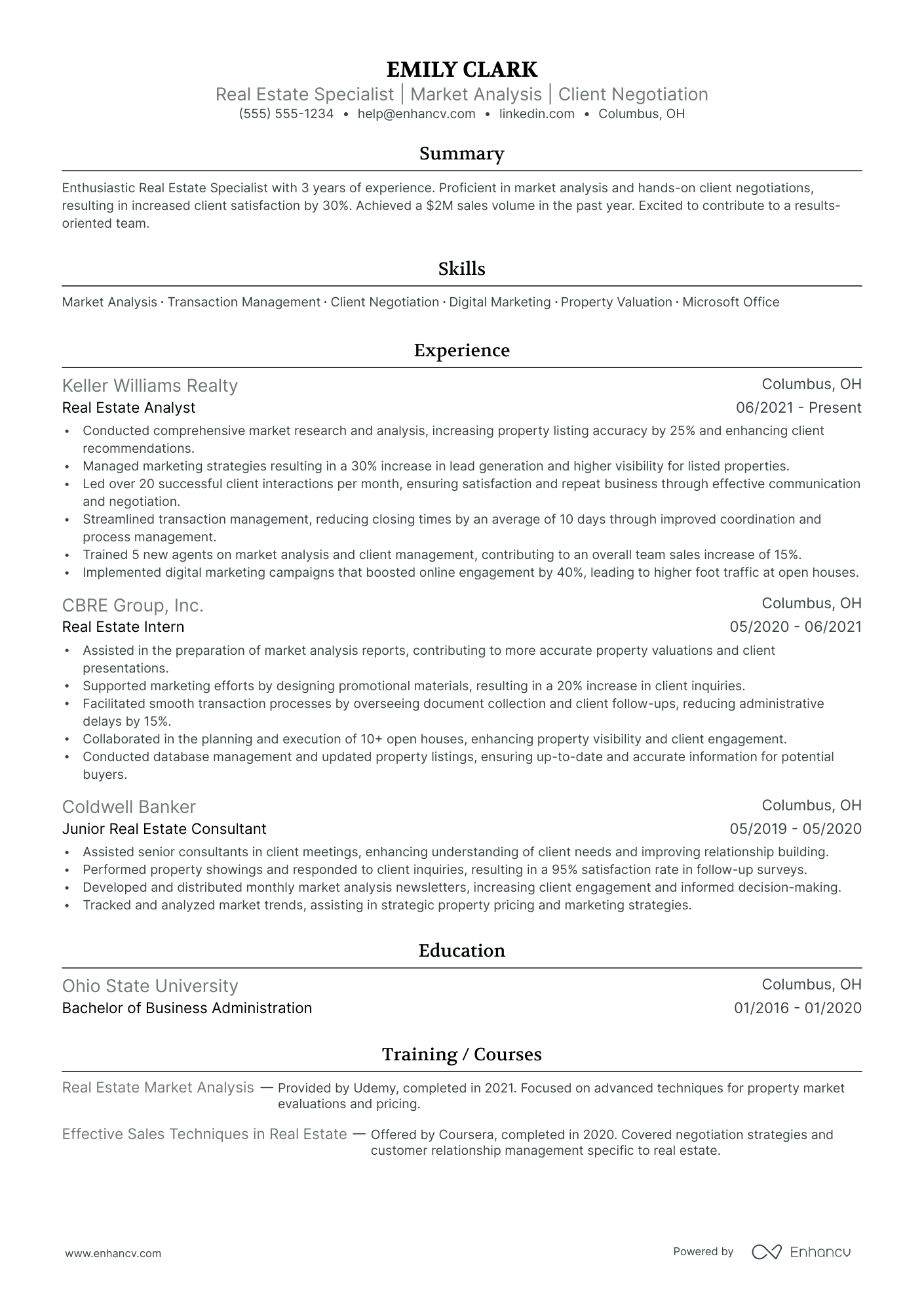 Real Estate Sales Agent resume example