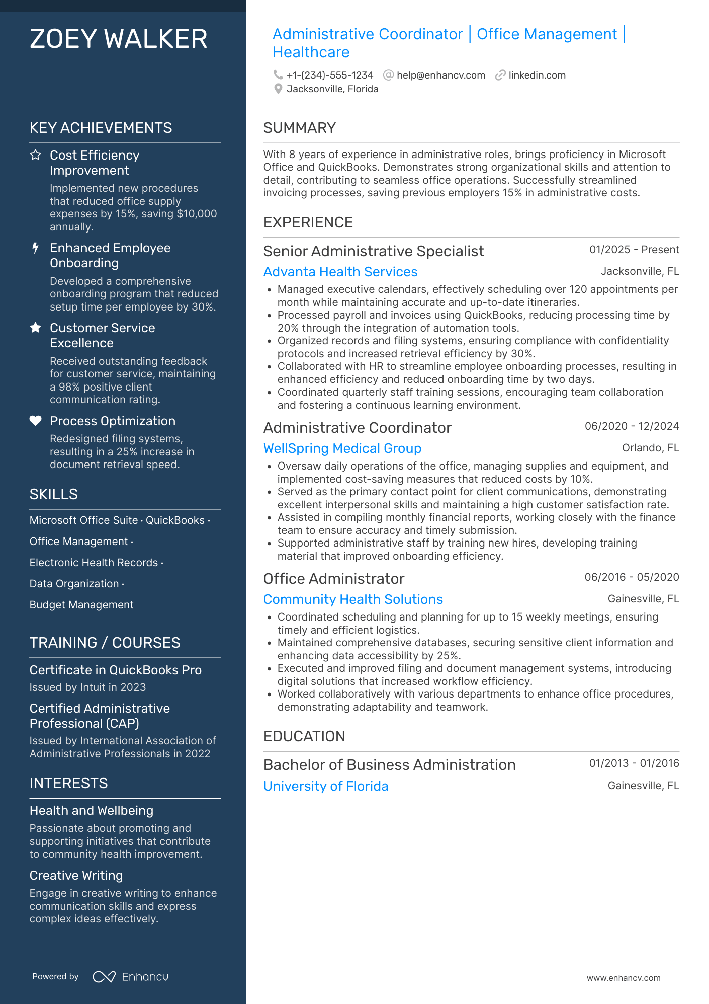 Administrative Coordinator resume example