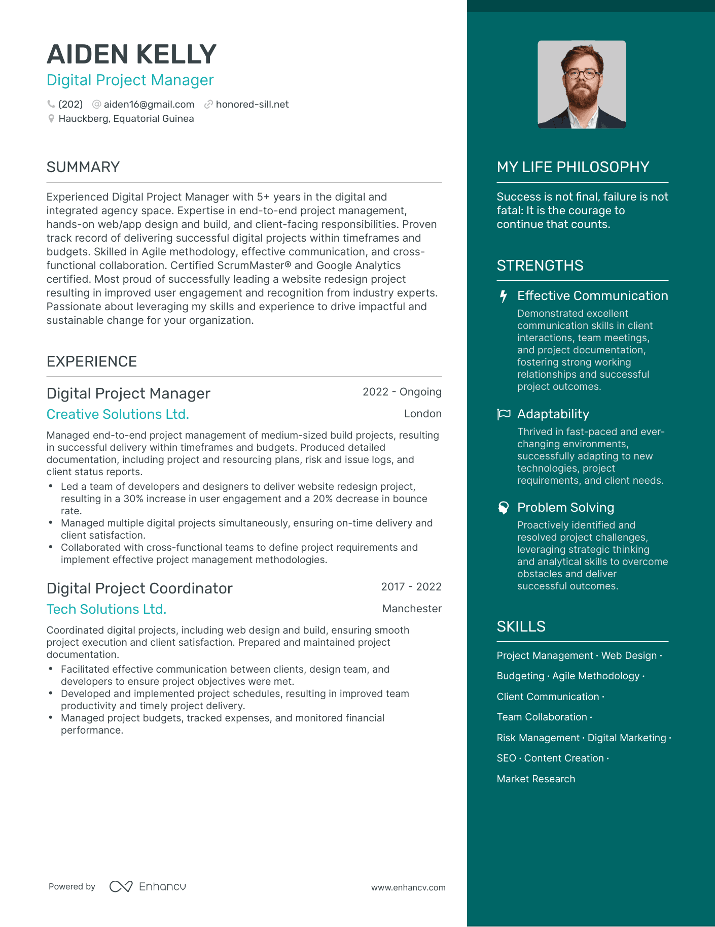 Modern Digital Project Manager Resume Example