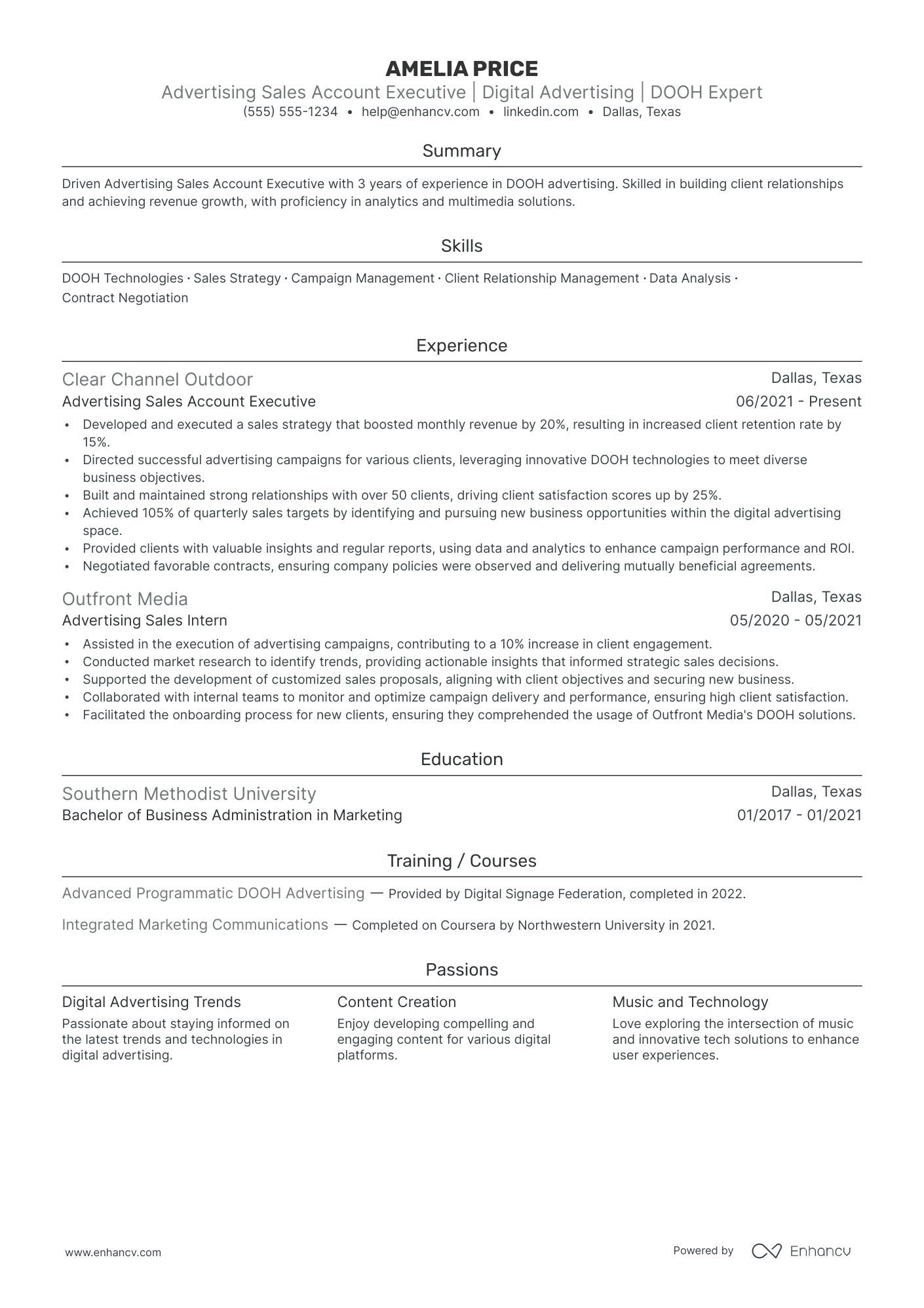 Advertising Sales Executive Resume Example Resume Example