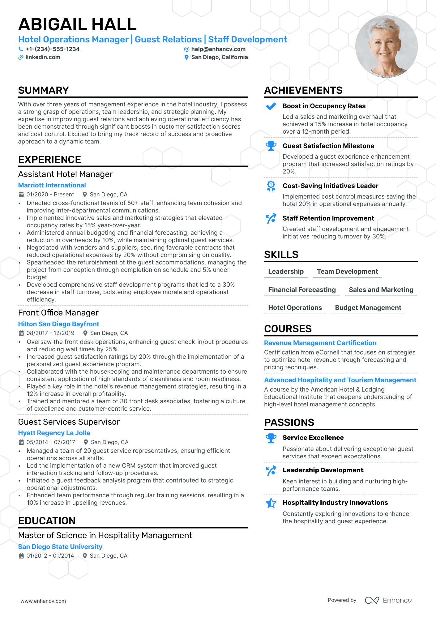 Hotel Operations Manager resume example