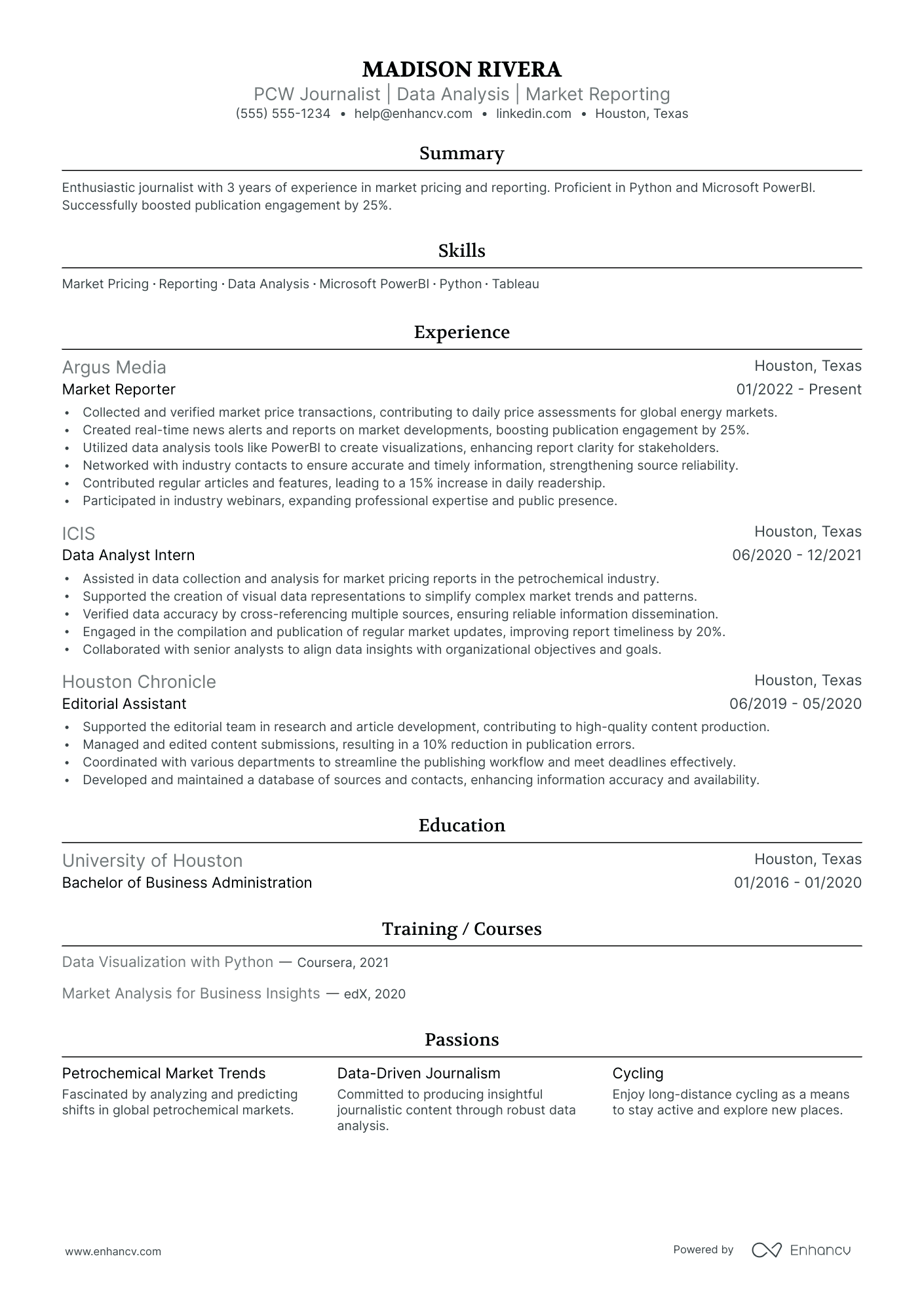 Online Journalist resume example