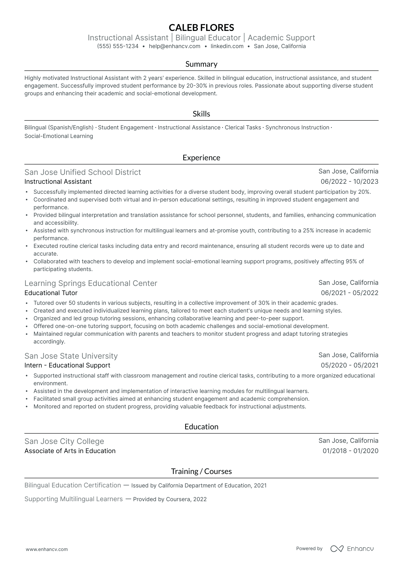 Bilingual Secretary resume example