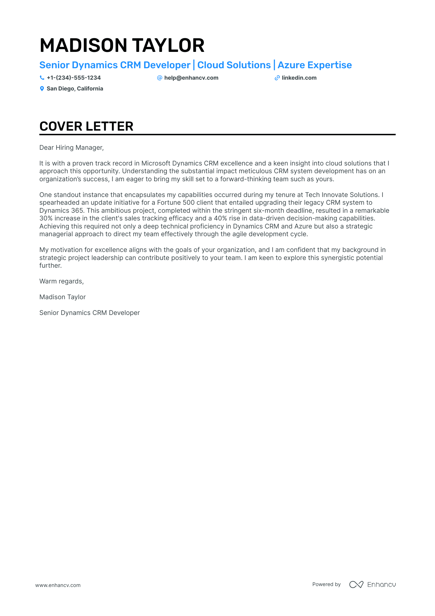 CRM Developer cover letter