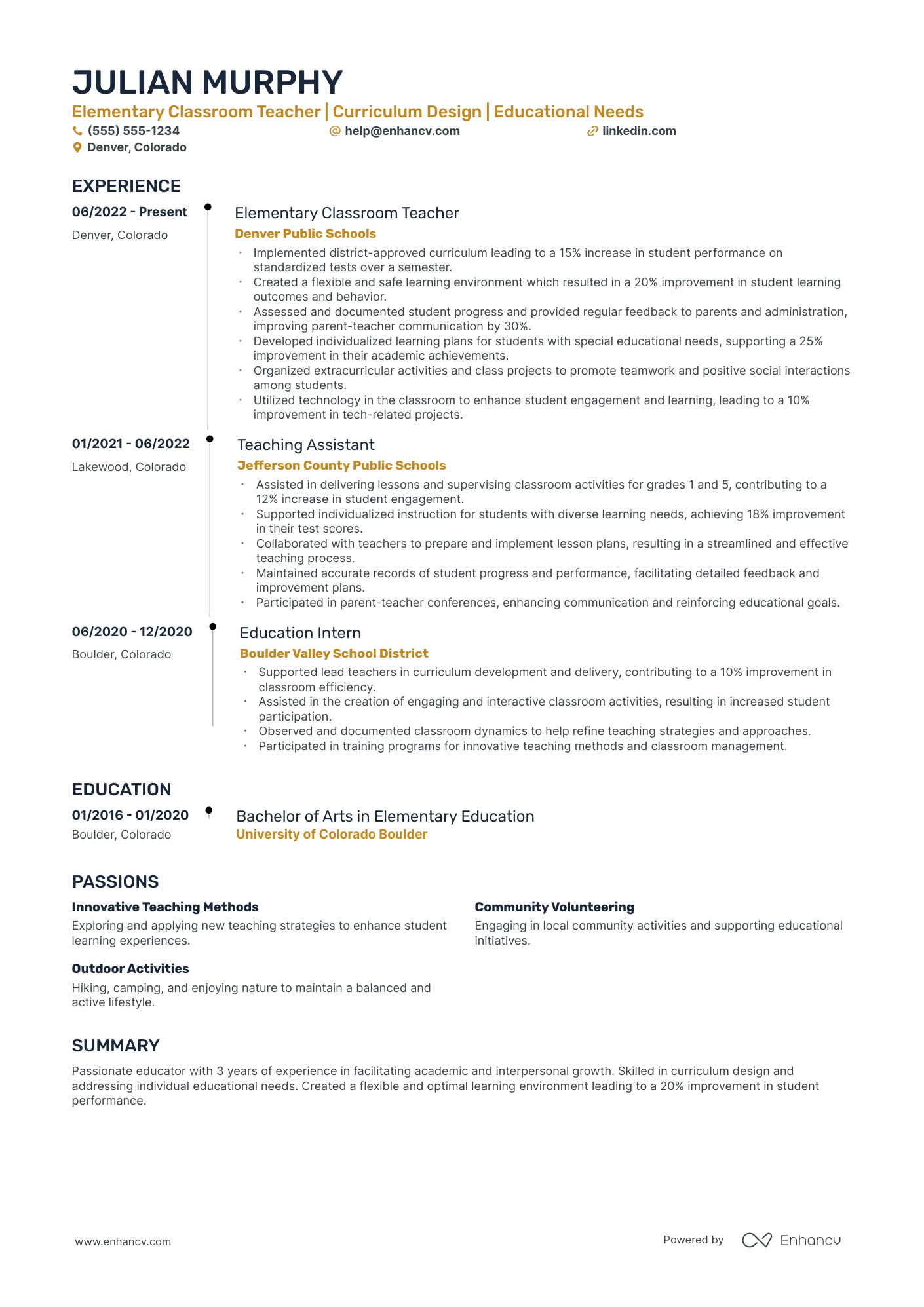 Long-Term Substitute Teacher resume example