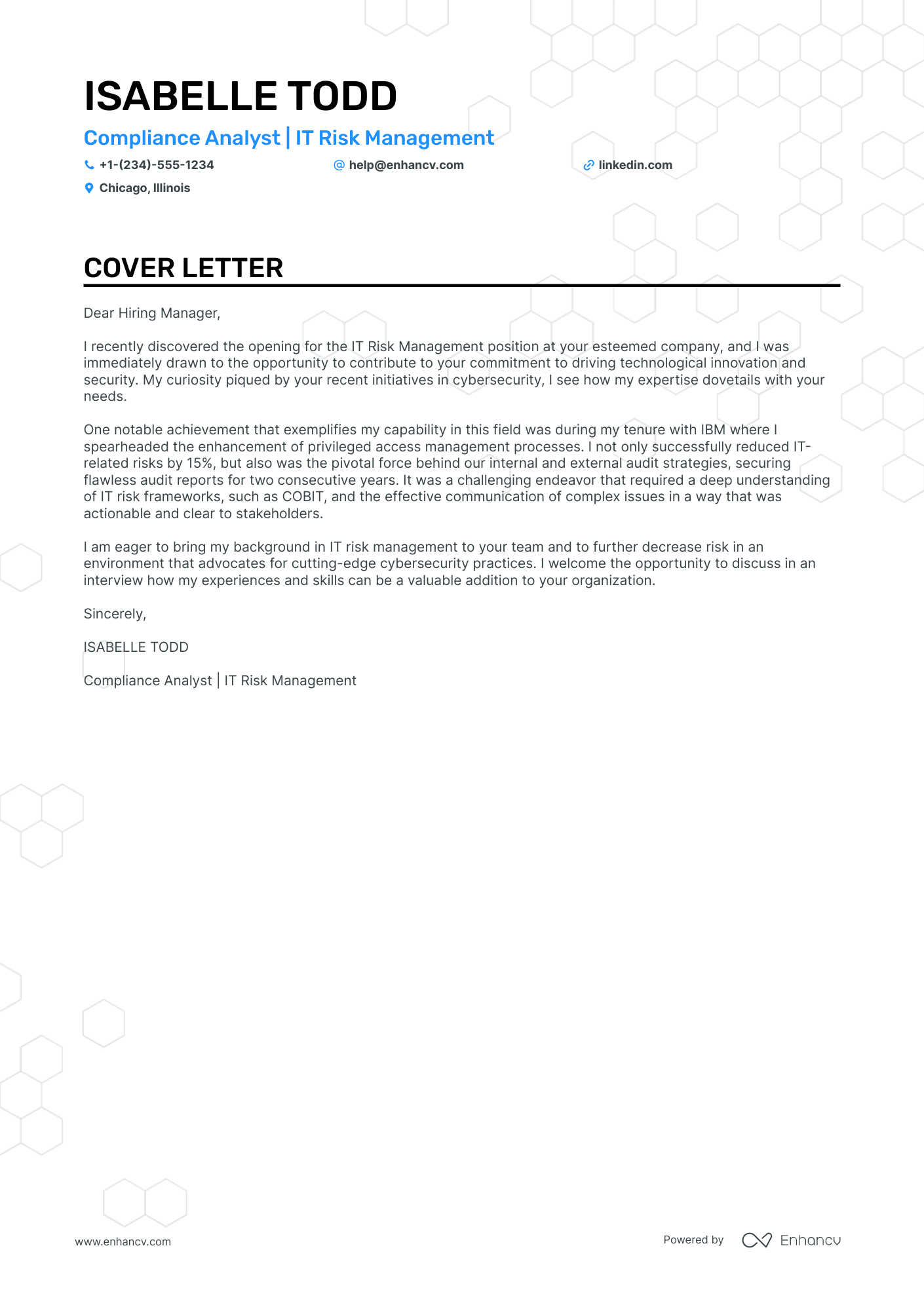 Compliance Analyst cover letter