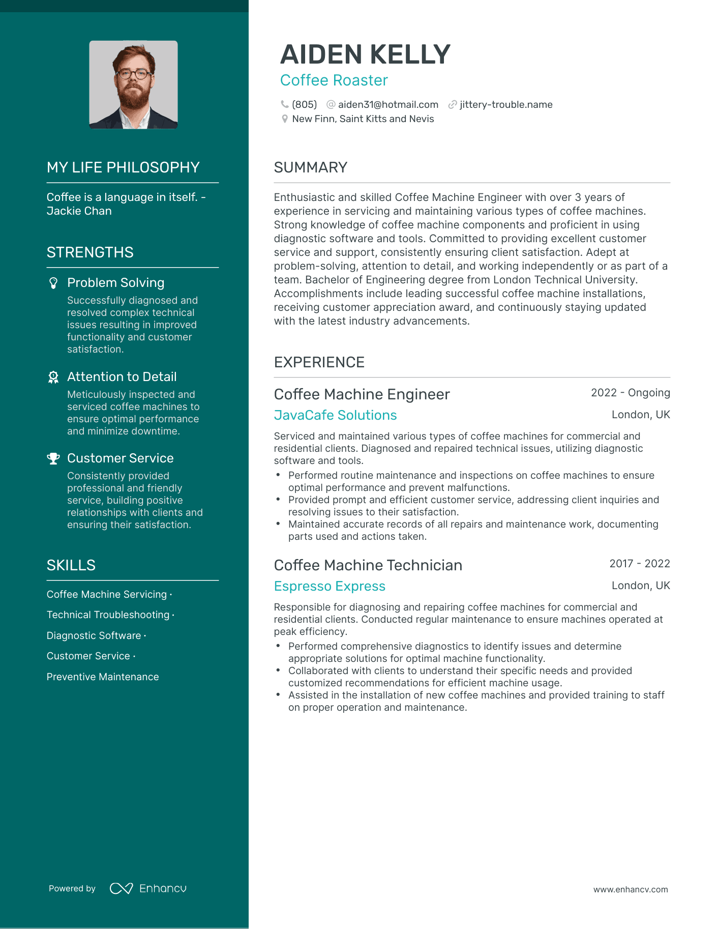 Coffee Roaster resume example