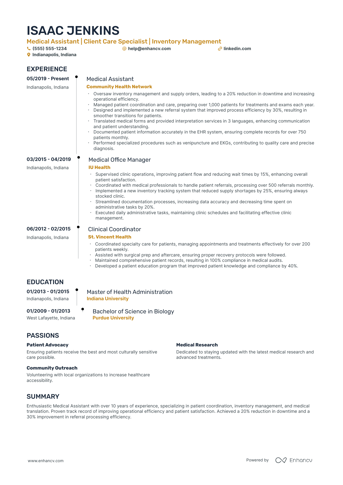 Junior Medical Assistant resume example