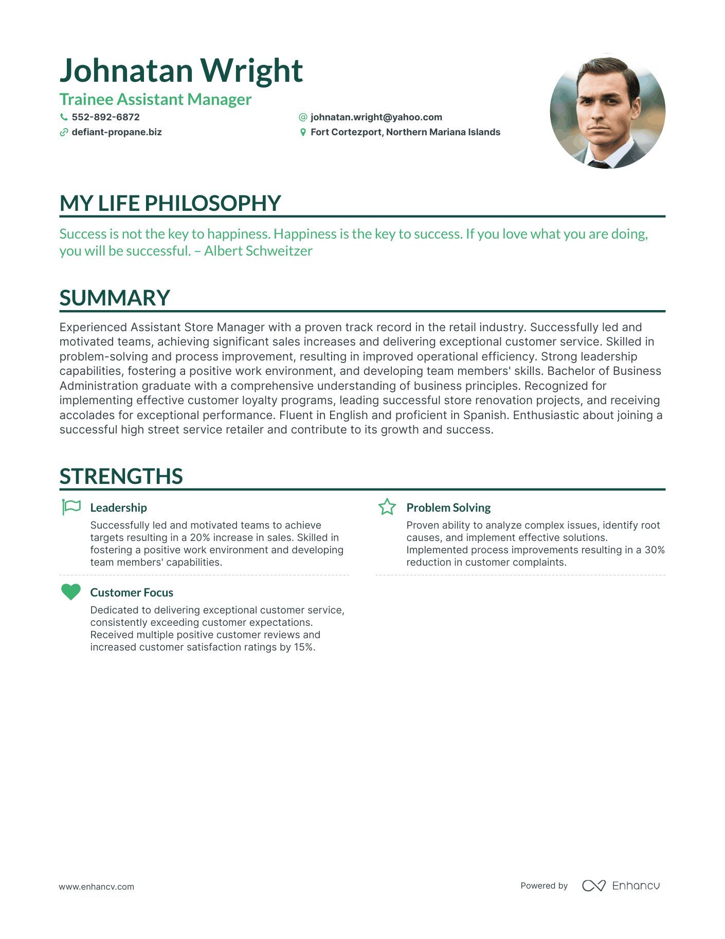 Creative Trainee Assistant Manager Resume Example
