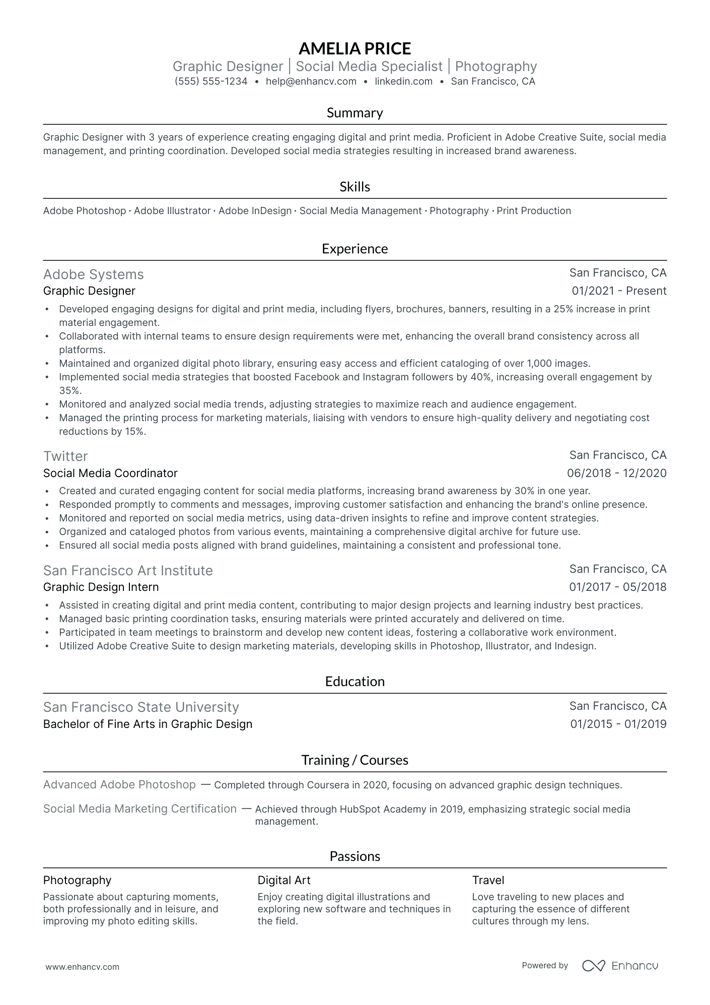 Social Media Graphic Designer resume example