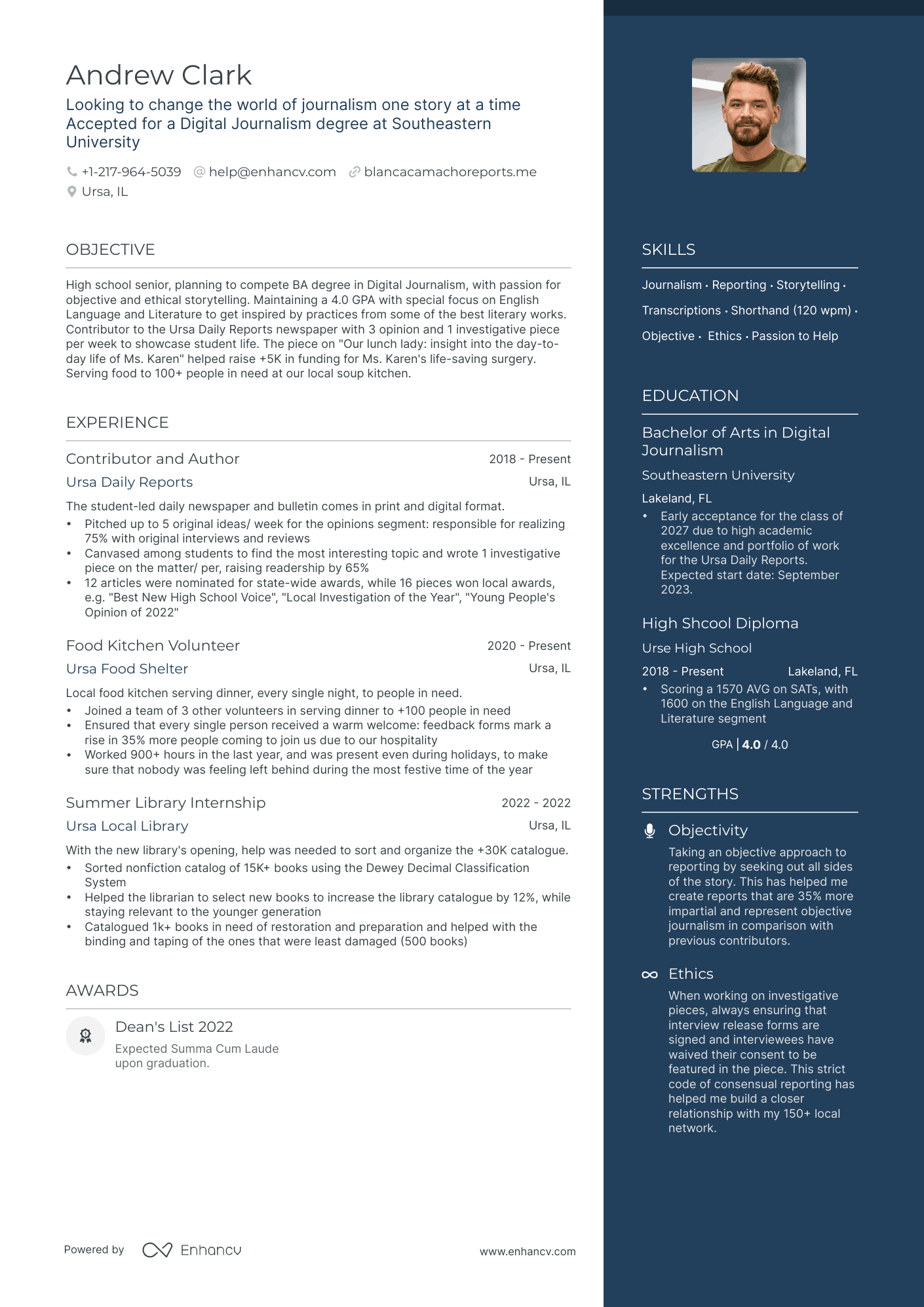 Scholarship resume example