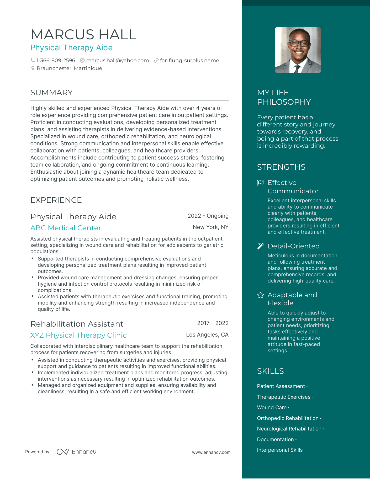 Modern Physical Therapy Aide Resume Example