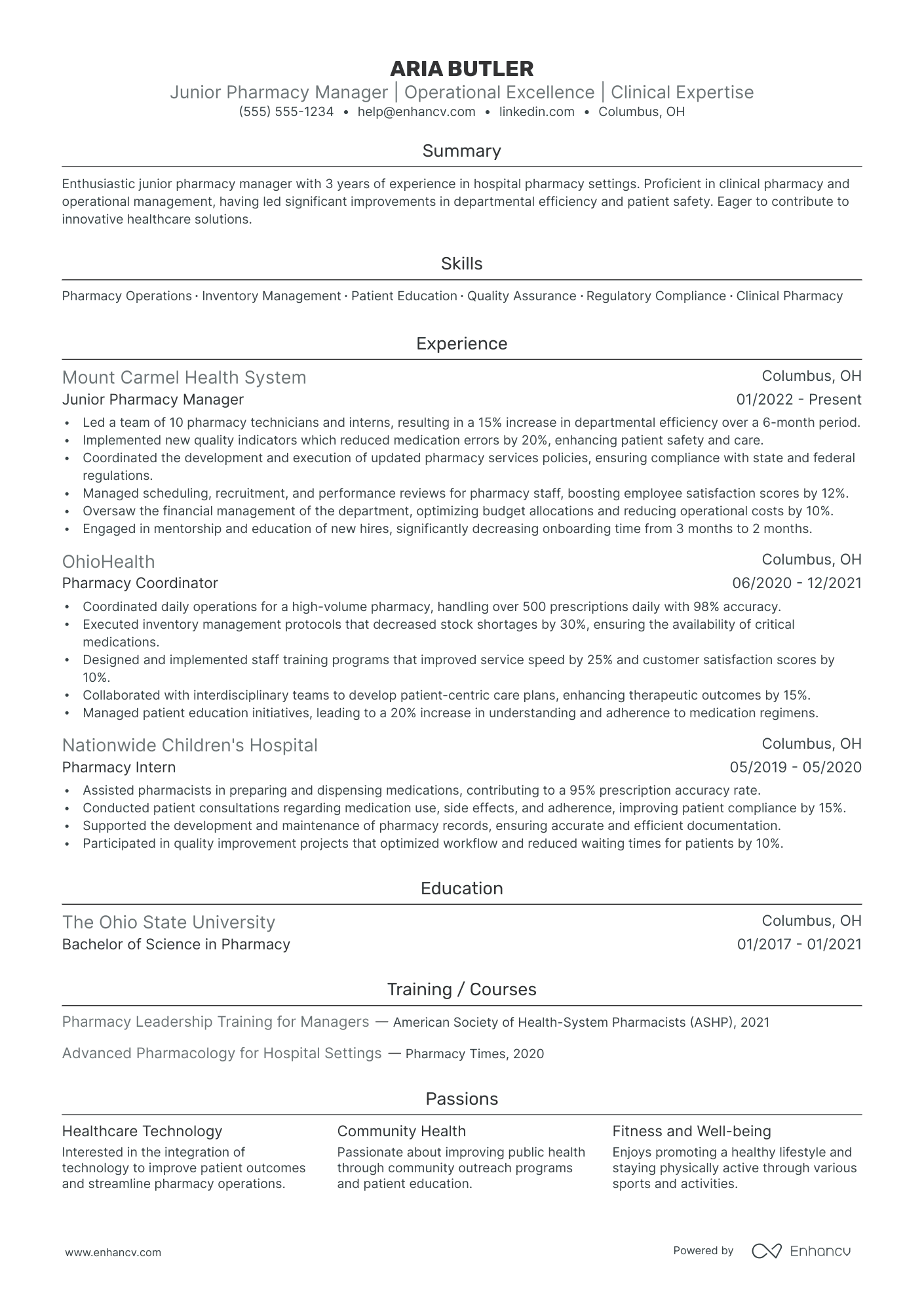 Pharmacy Tech Manager resume example