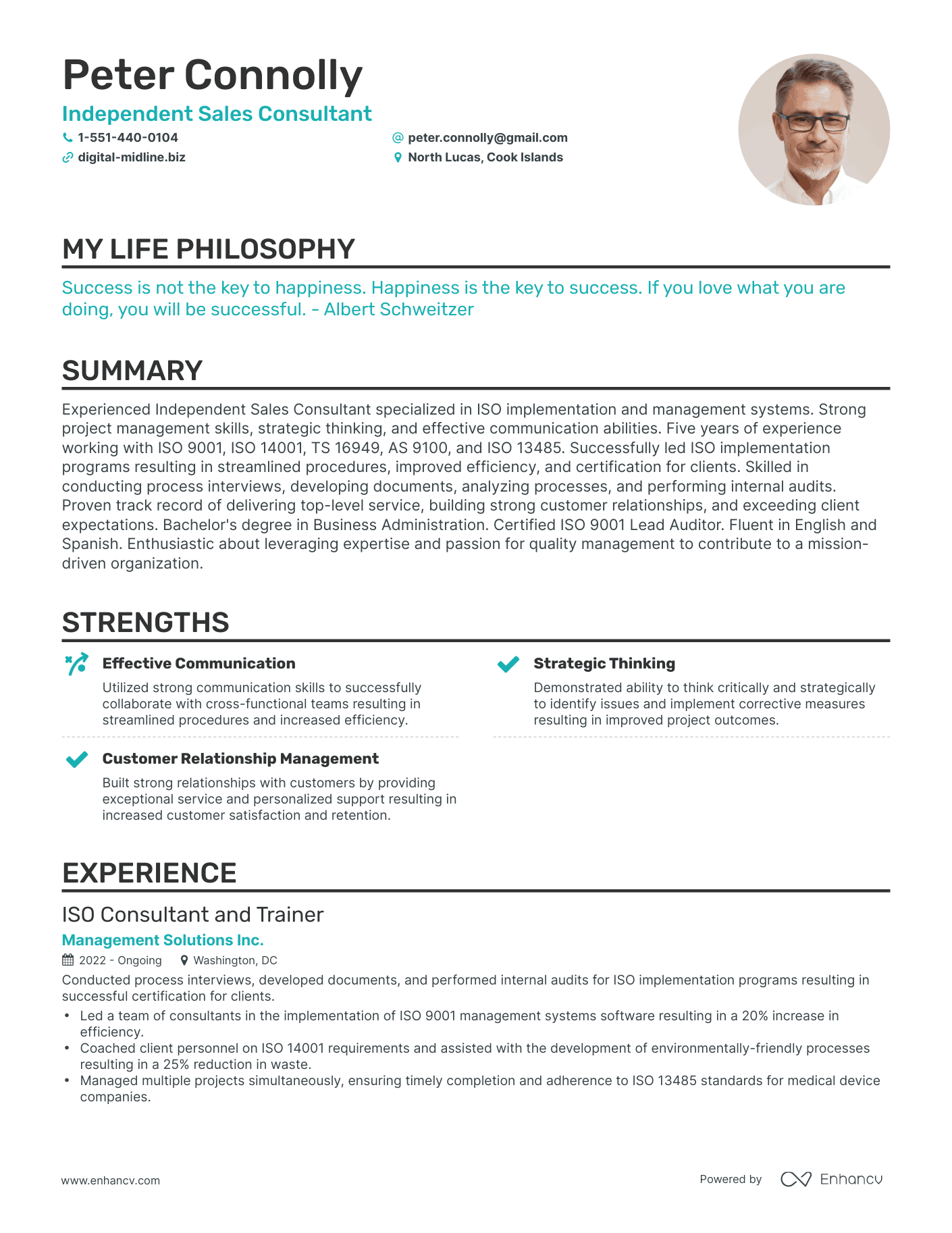 Creative Independent Sales Consultant Resume Example