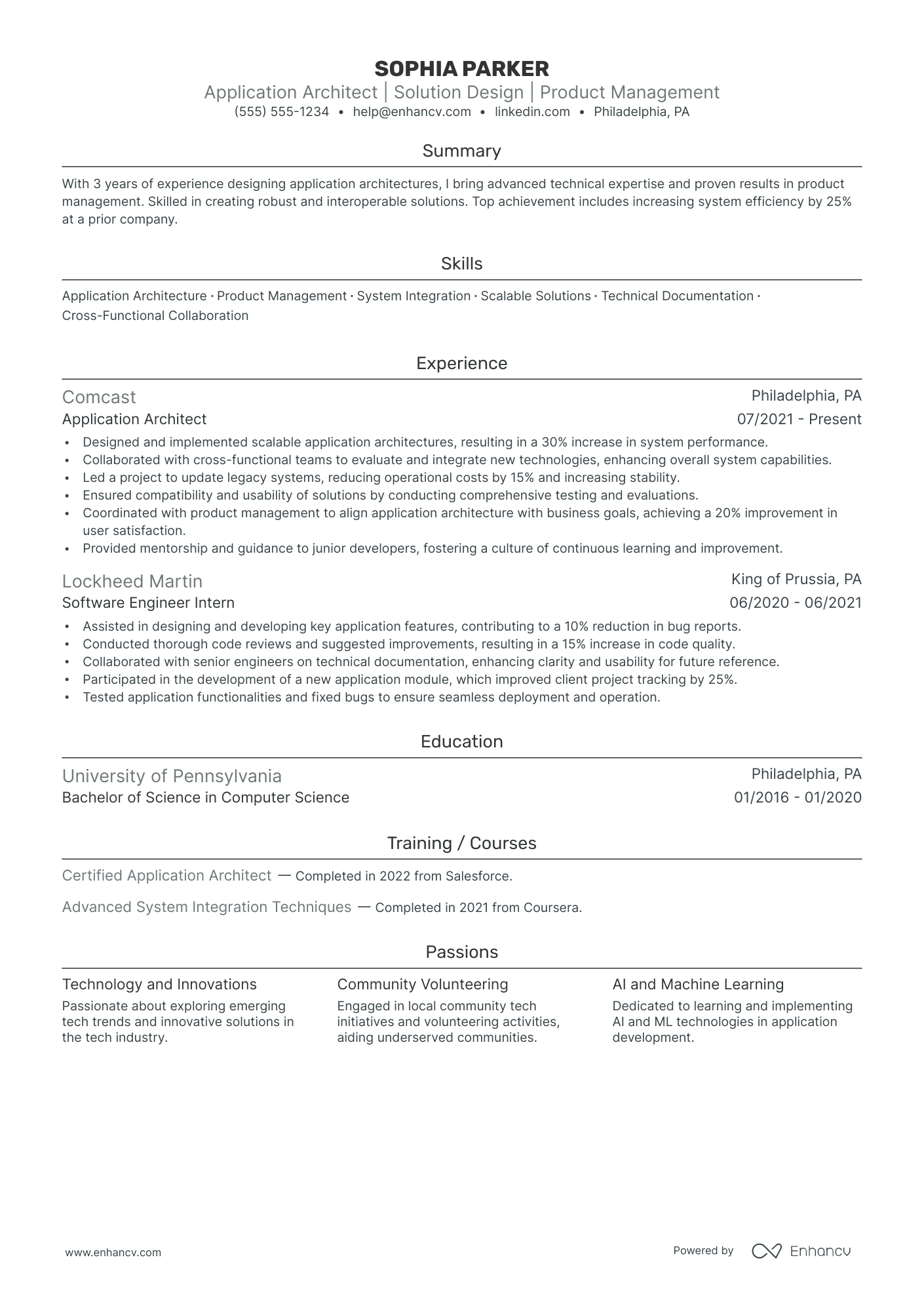 Application Architect resume example