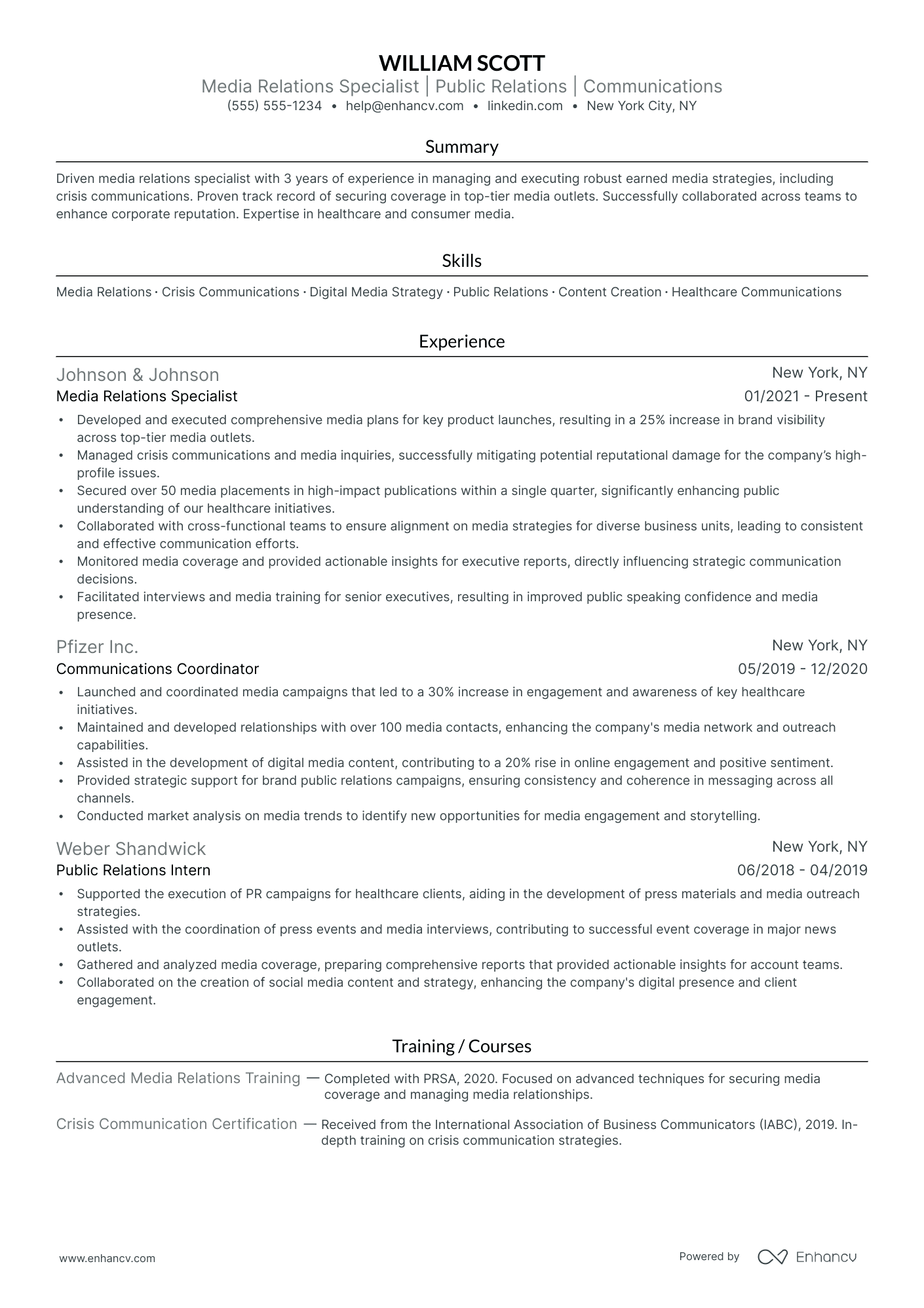 Global Media Director resume example