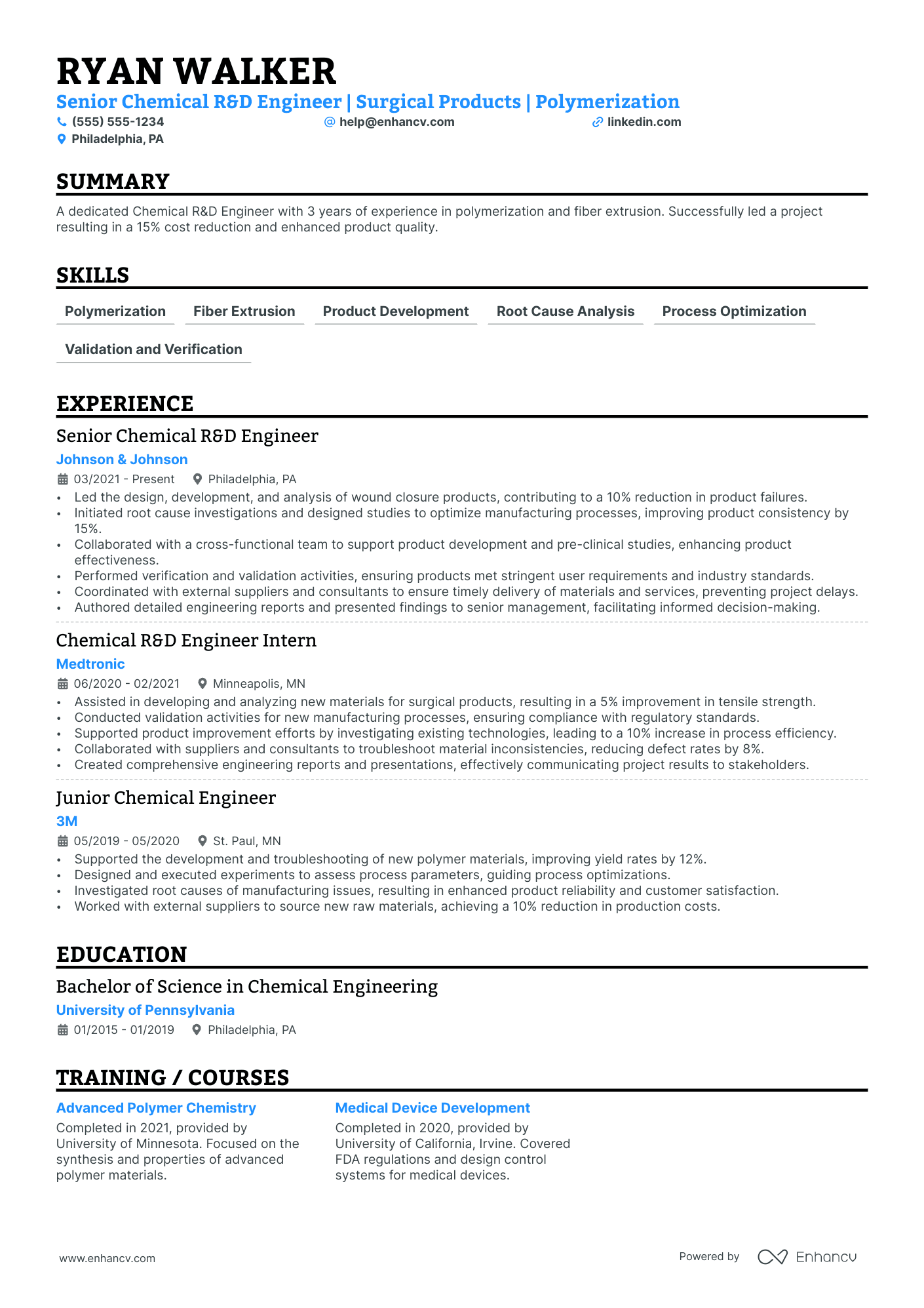 Chemical Application Engineer resume example