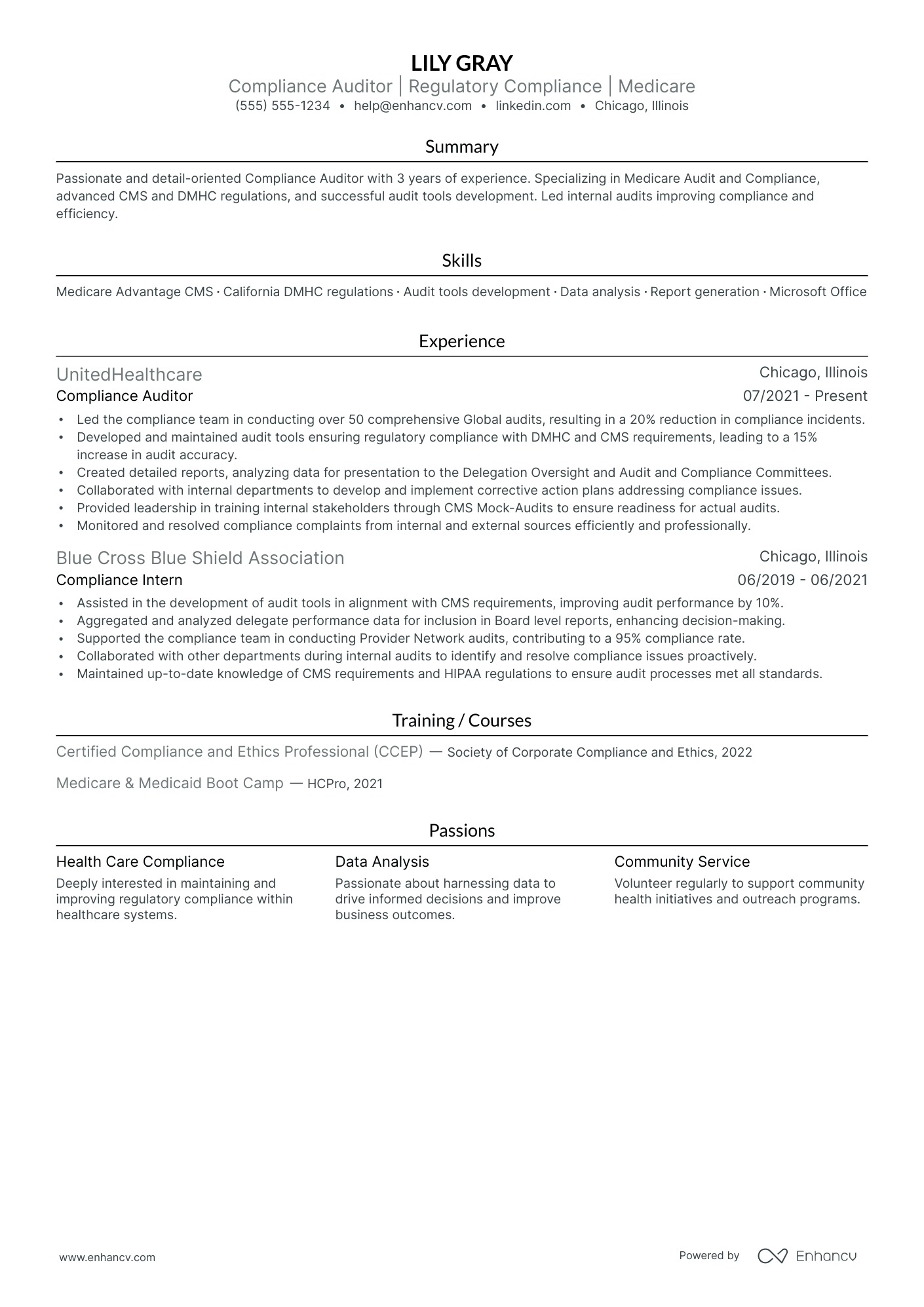 Compliance Auditor resume example