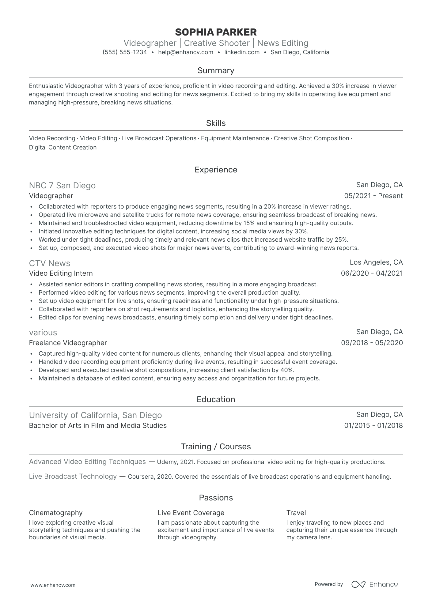 Senior Videographer Resume Example Resume Example