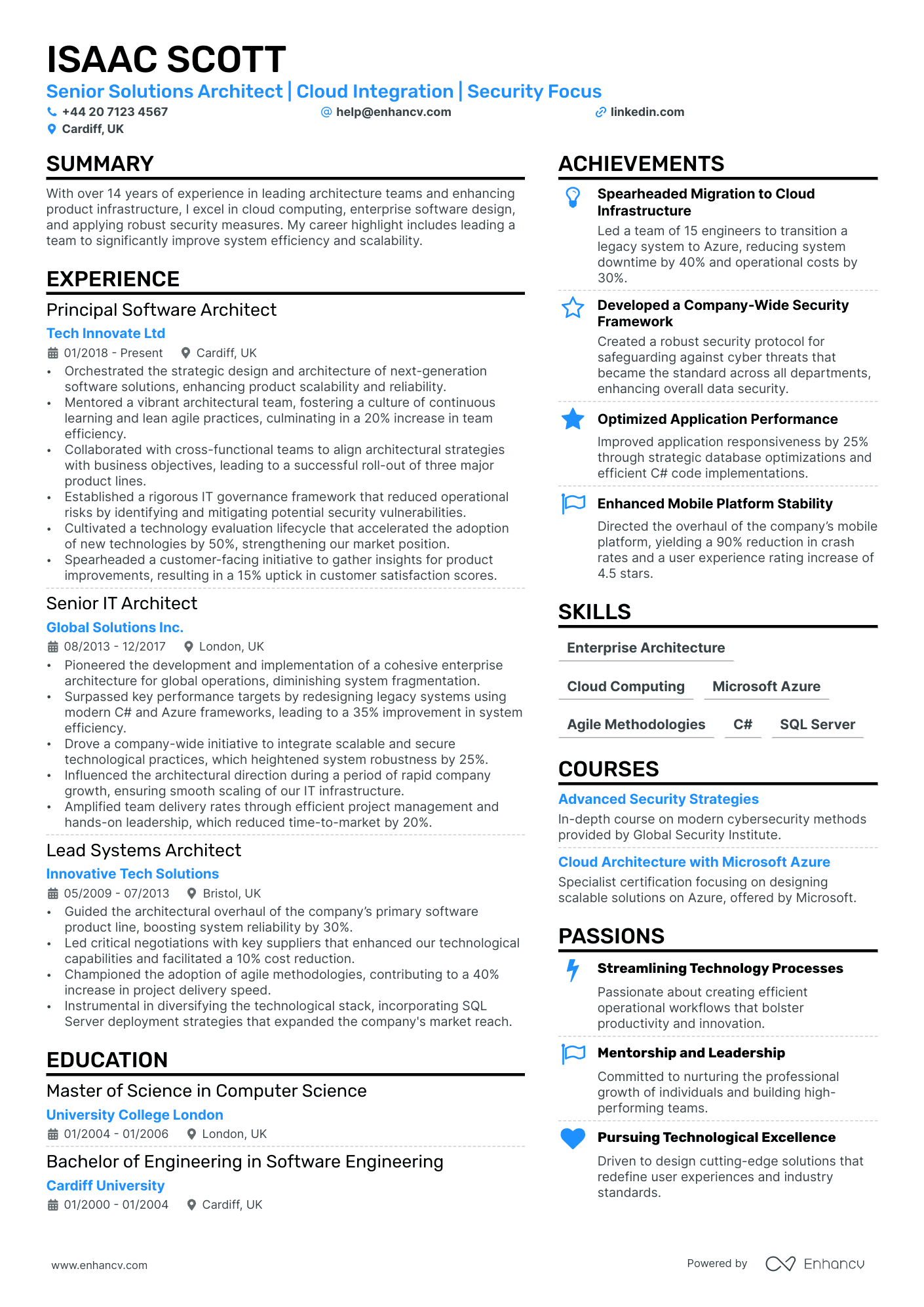Software Architect cv example