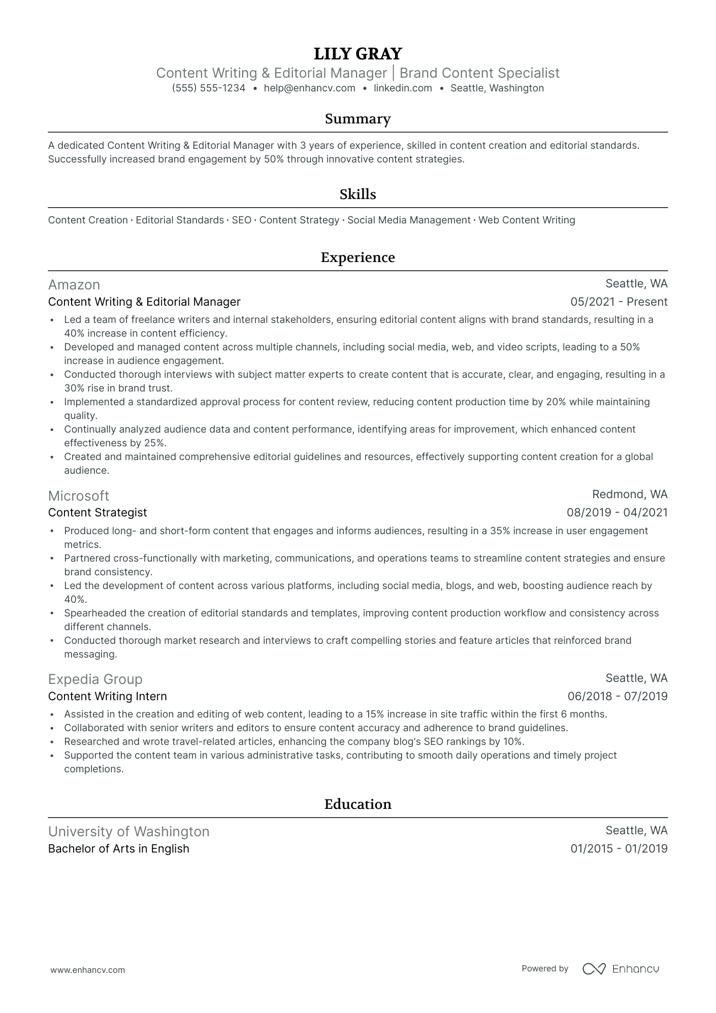 Content Writer and Editor Resume Example Resume Example