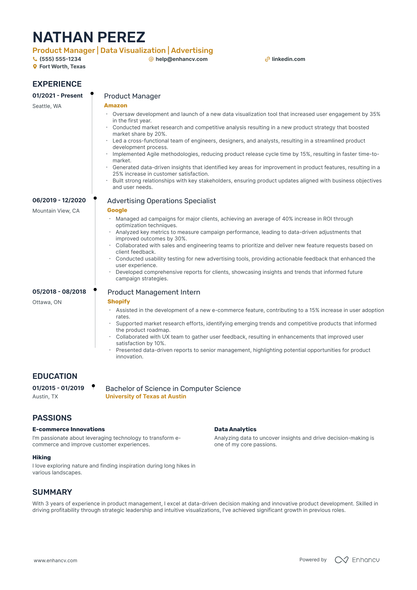 Director of Data Visualization resume example