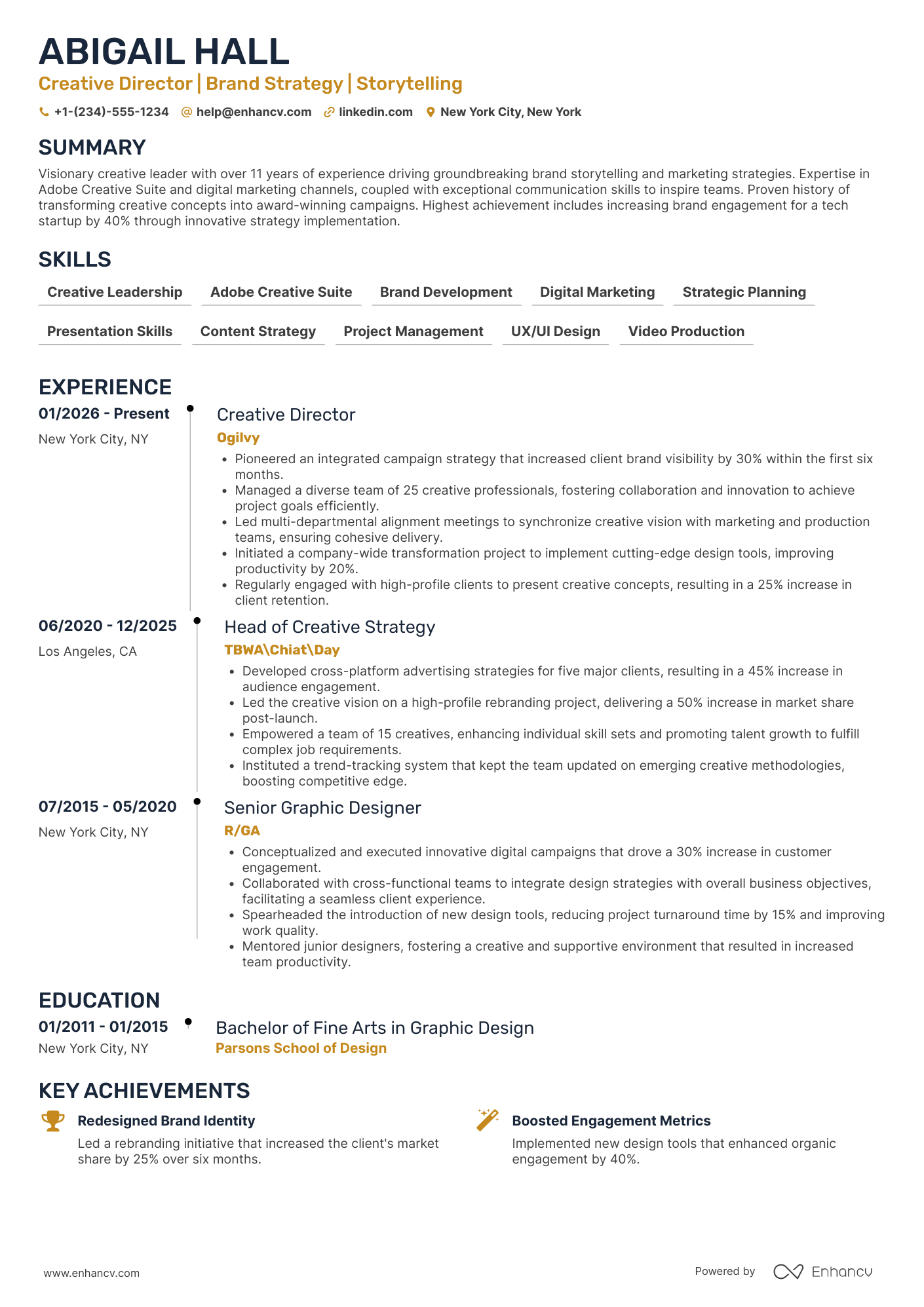 Creative Director resume example