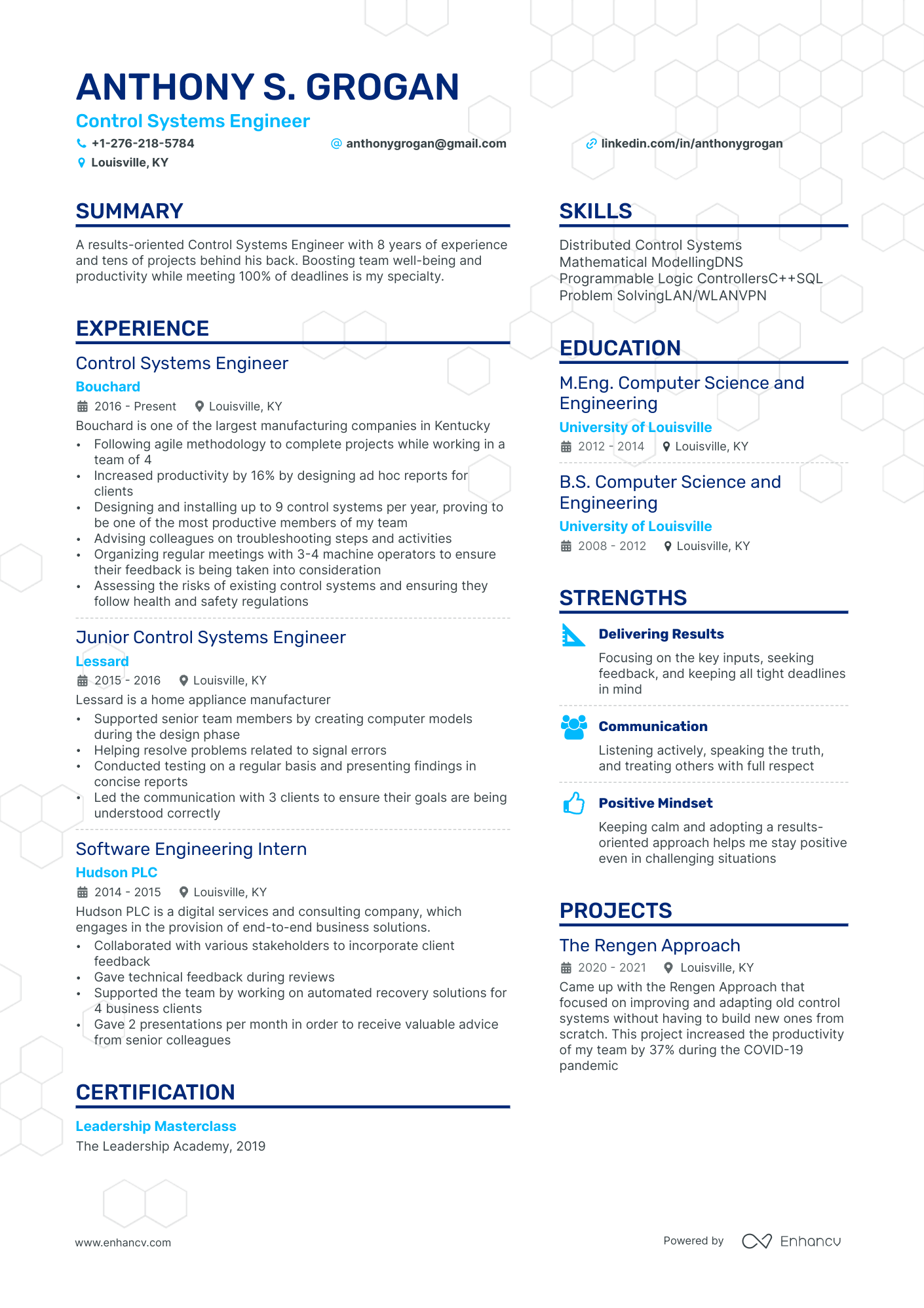 control systems engineer resume example