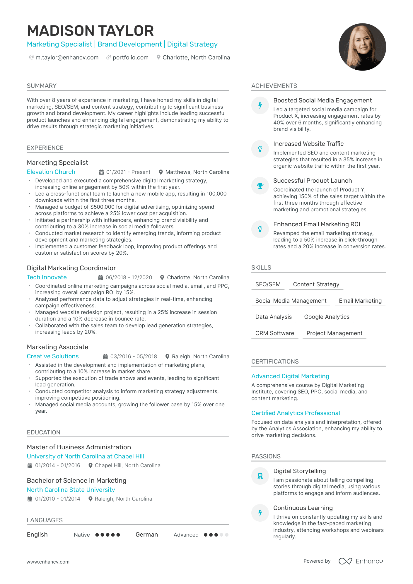 Marketing Specialist resume example