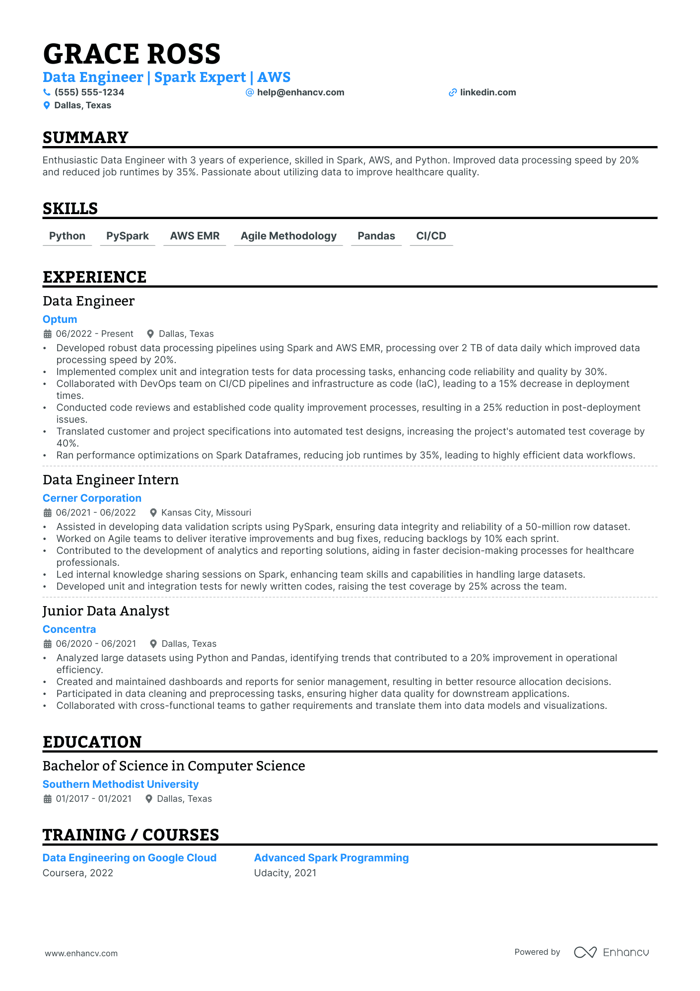 AWS Data Engineer Resume Example Resume Example