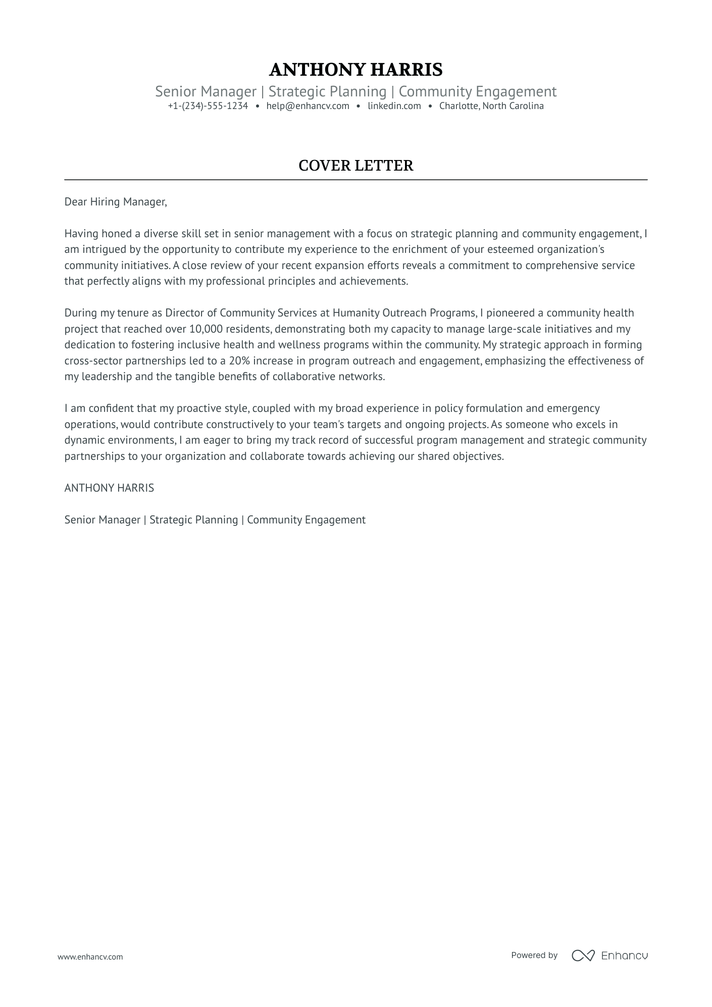 Deputy Director cover letter
