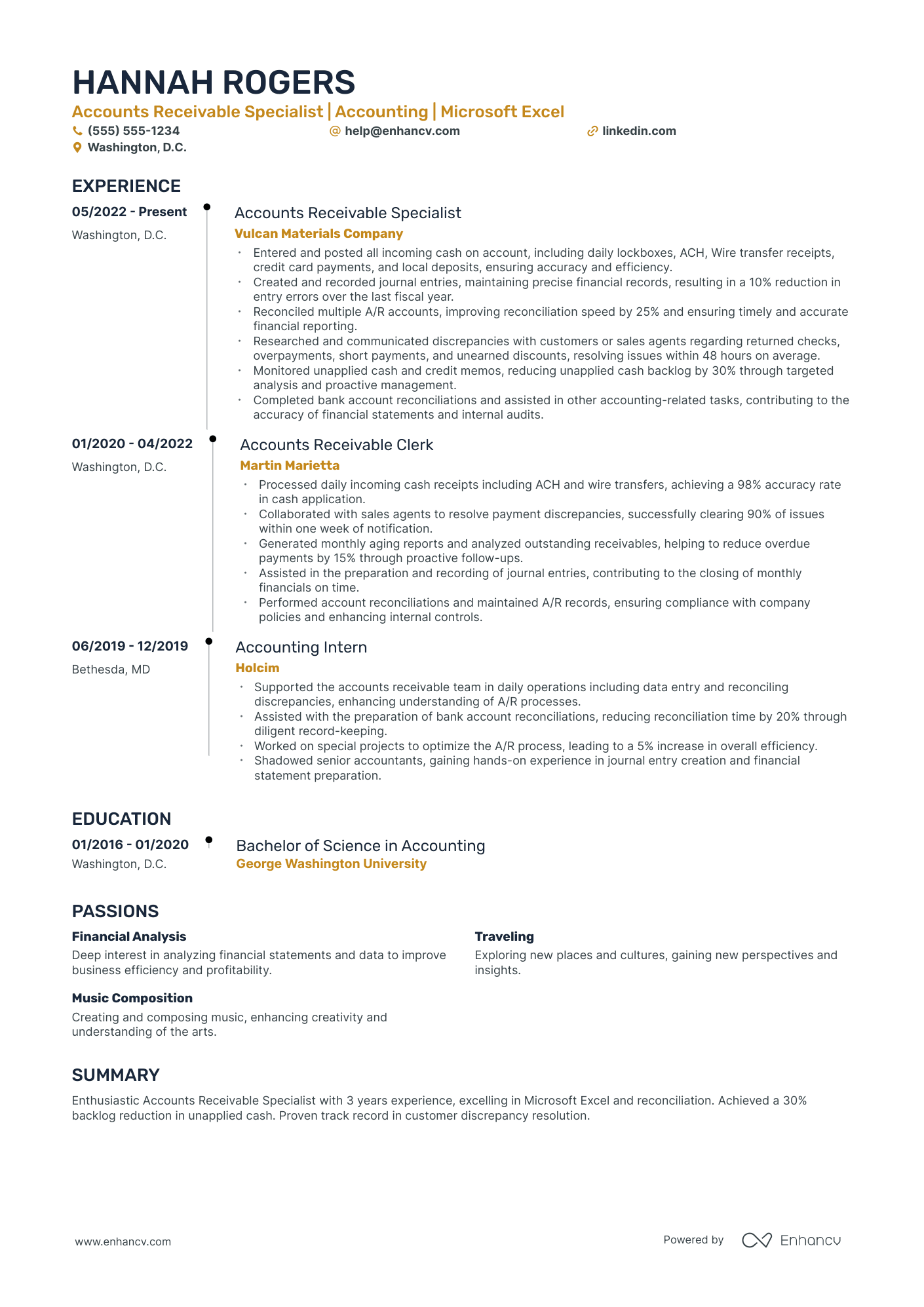 Accounts Receivable resume example