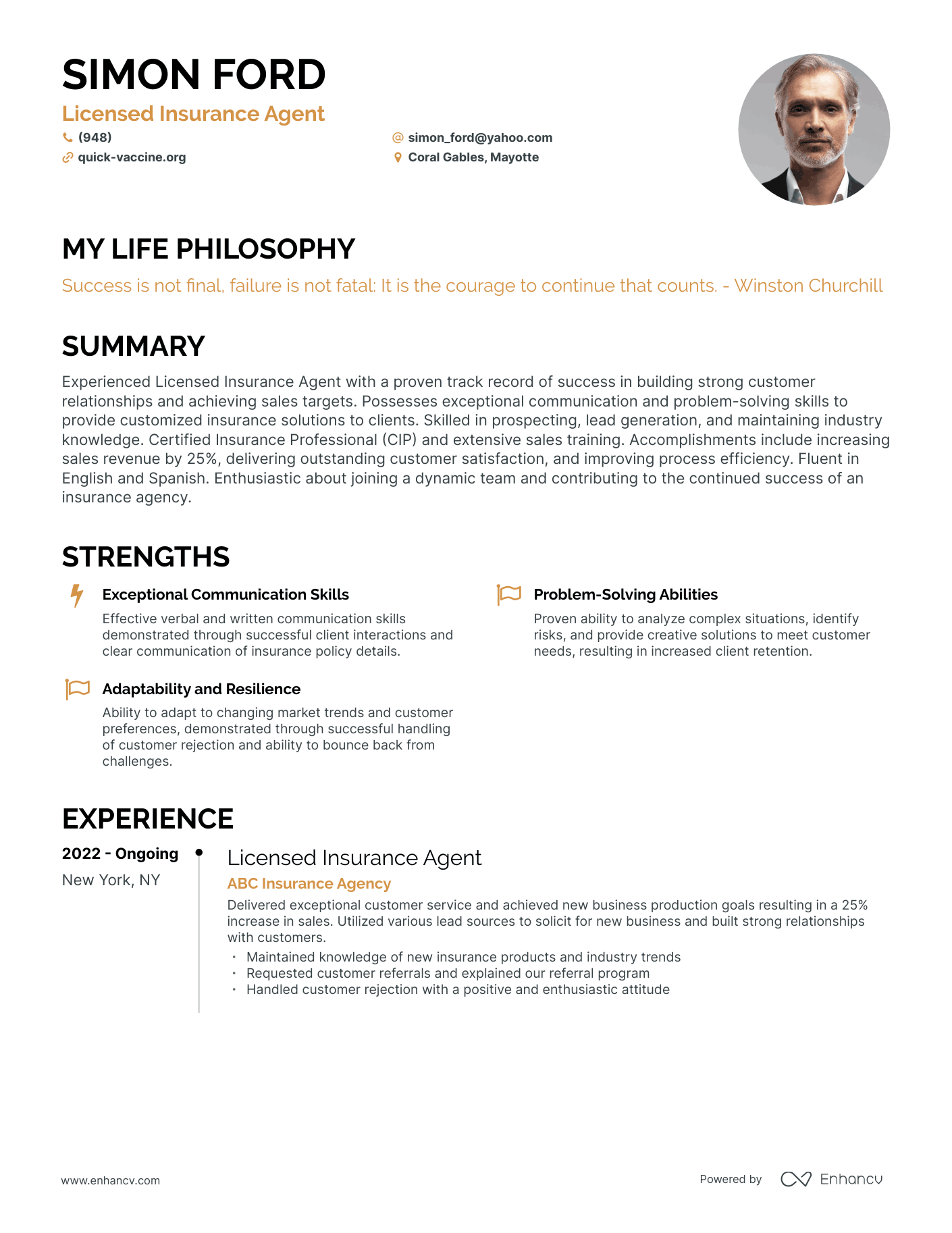 Creative Licensed Insurance Agent Resume Example