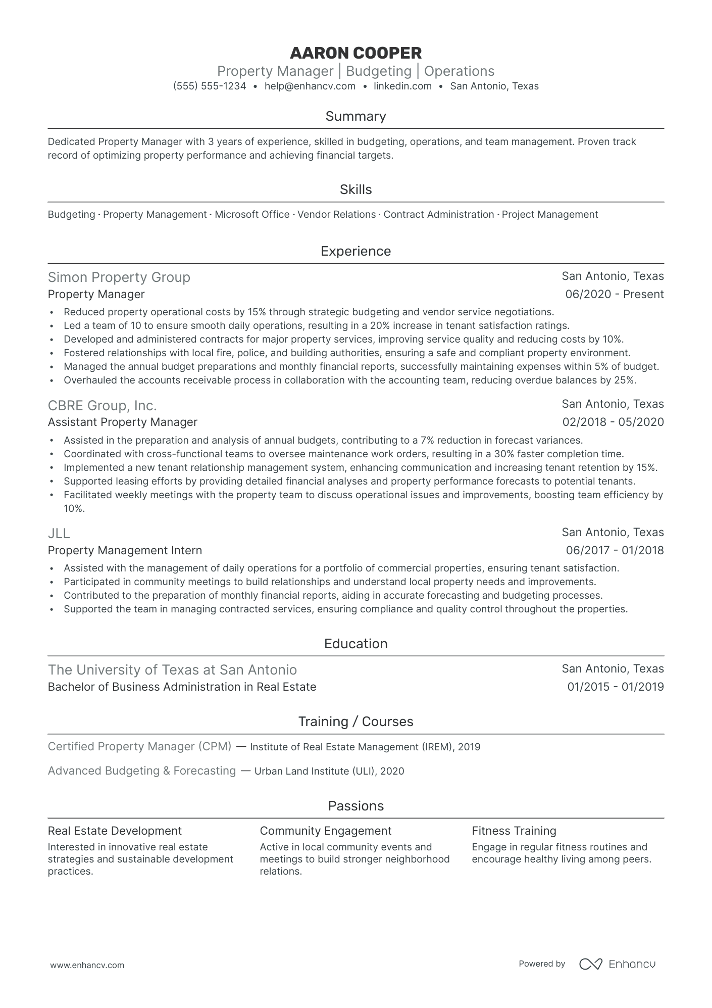 Property Manager Trainee Resume Example Resume Example